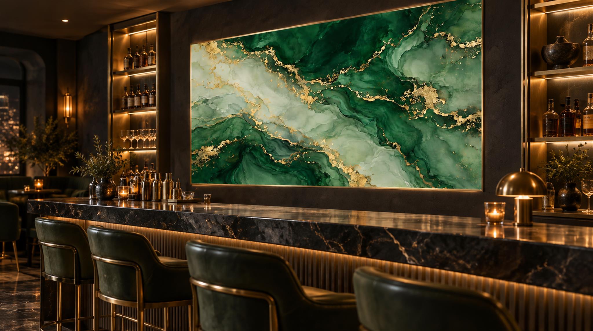 Green Marble Veining Wallpaper Mural Scene