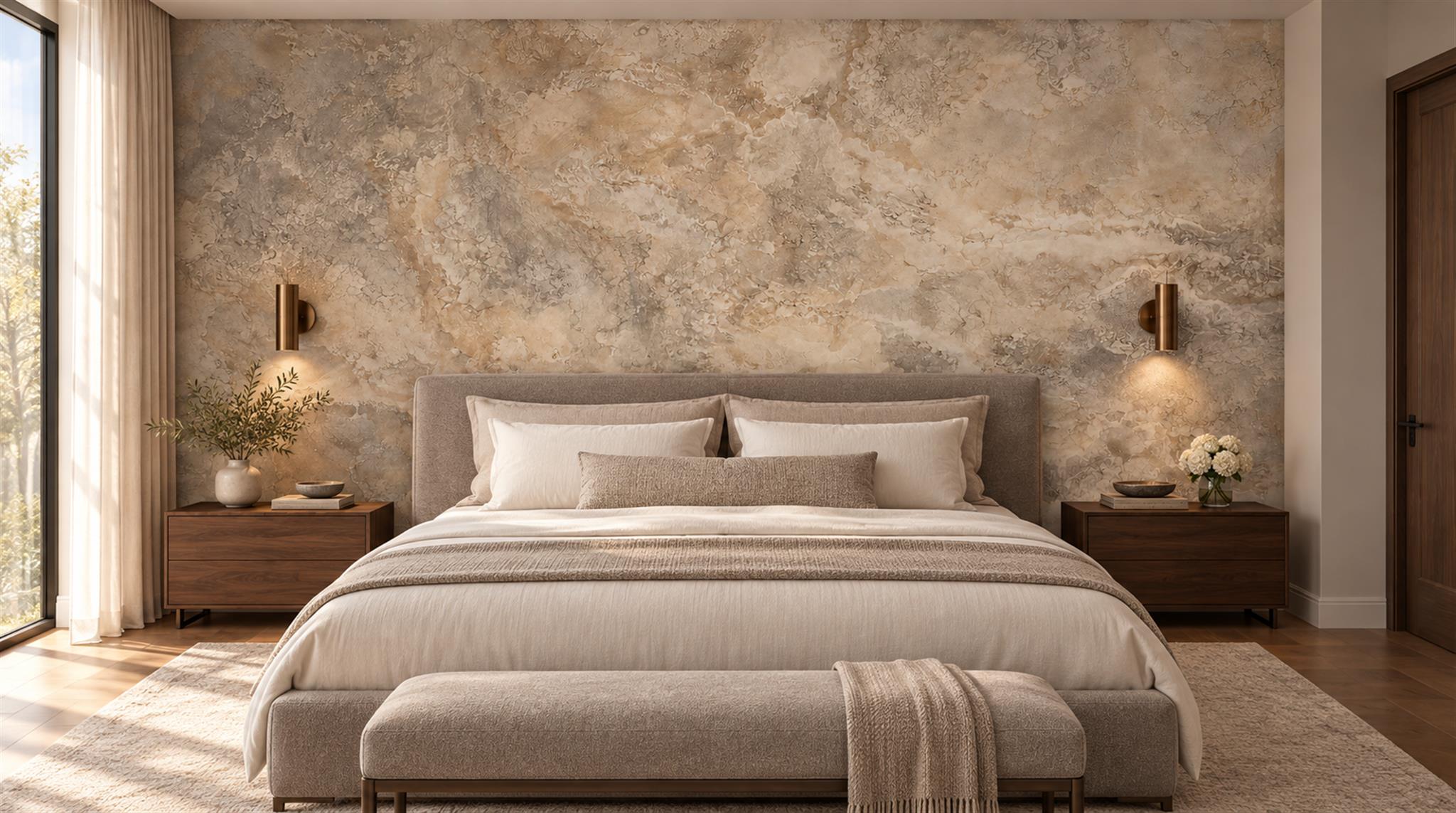 Taupe Stone Texture Wallpaper Mural Scene