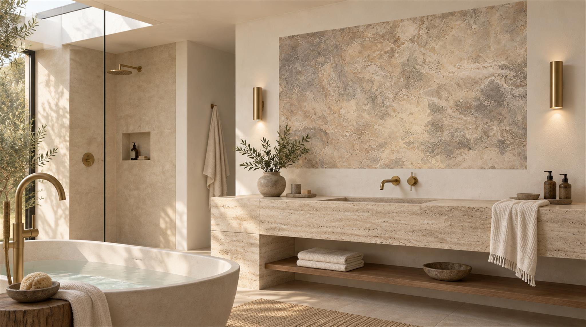 Taupe Stone Texture Wallpaper Mural Scene