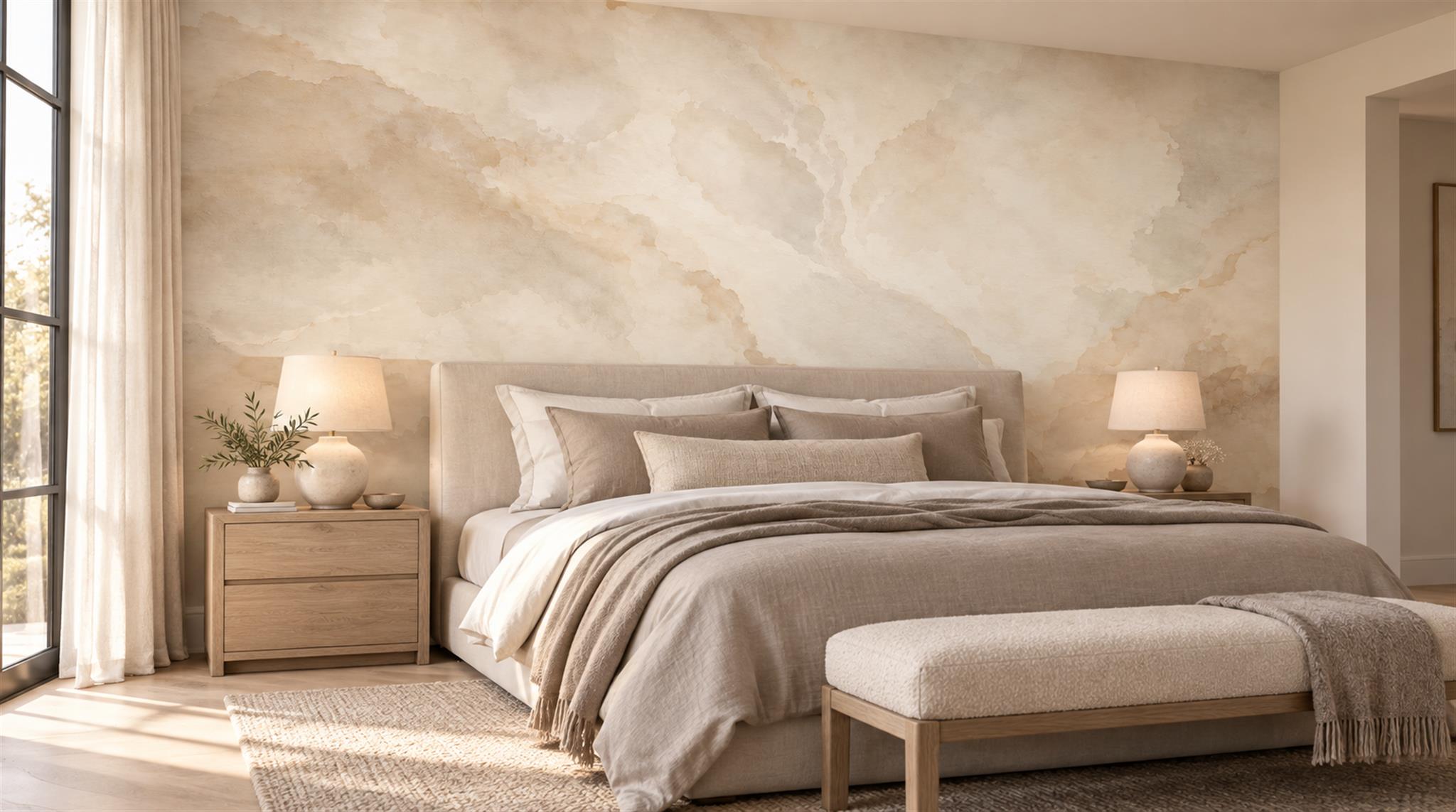 Ivory Marble Veining Wallpaper Mural Main