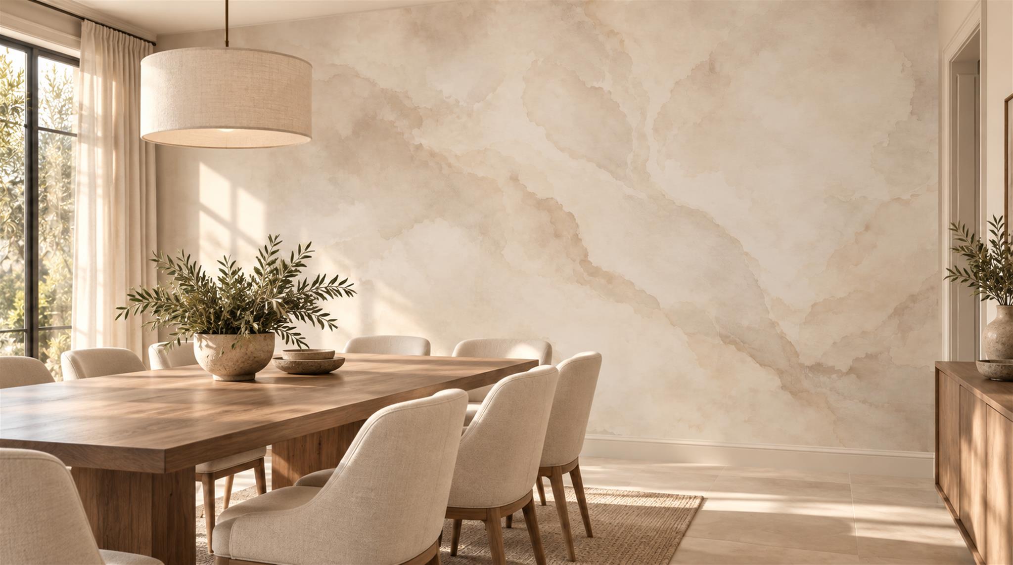 Ivory Marble Veining Wallpaper Mural Scene