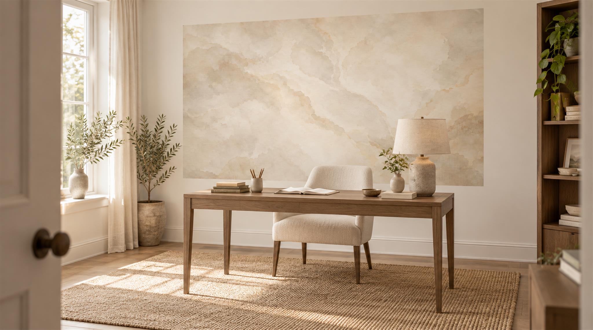 Ivory Marble Veining Wallpaper Mural Scene