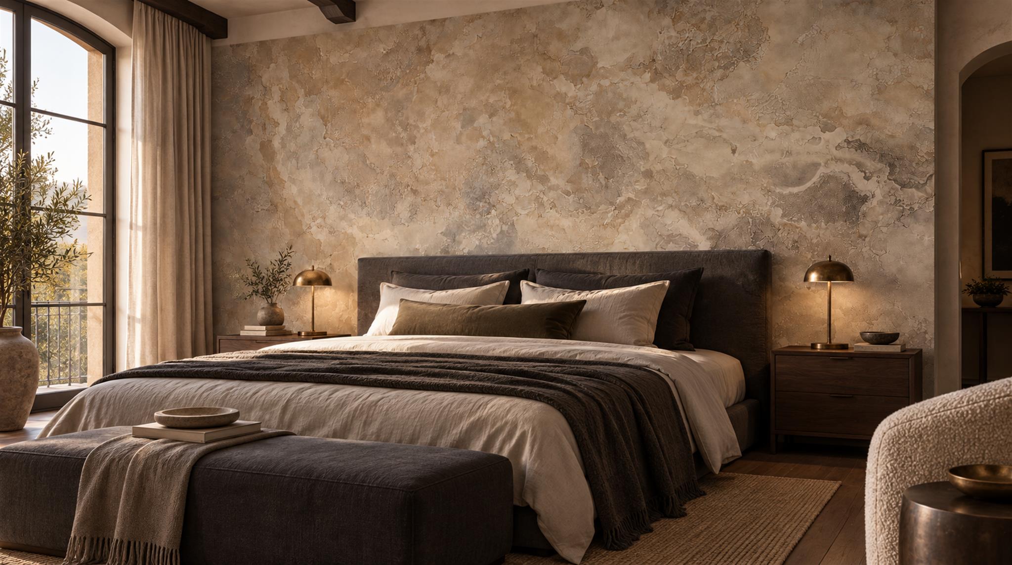 Taupe Stone Texture Wallpaper Mural Main