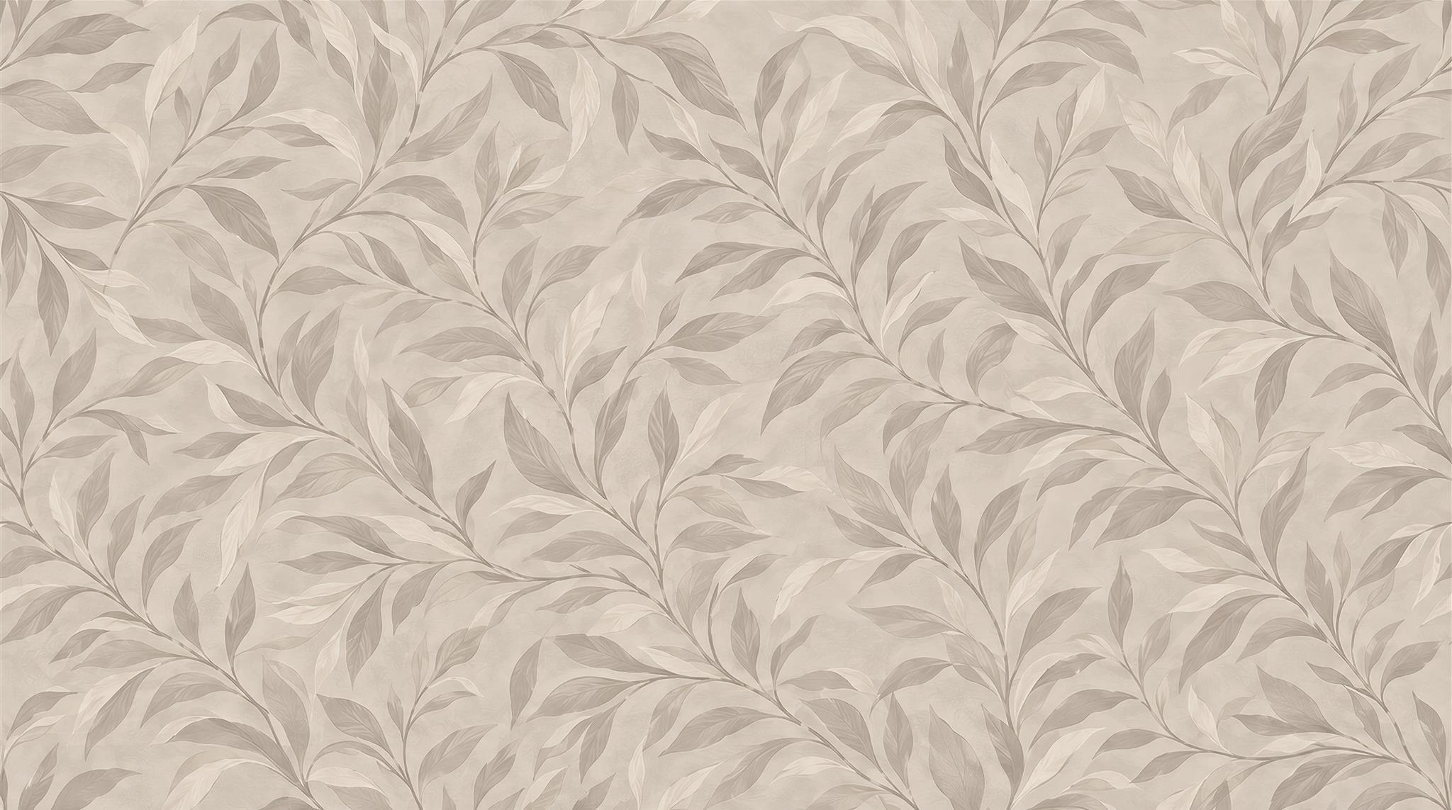 Grey Leaf Patterning Wallpaper Mural Main