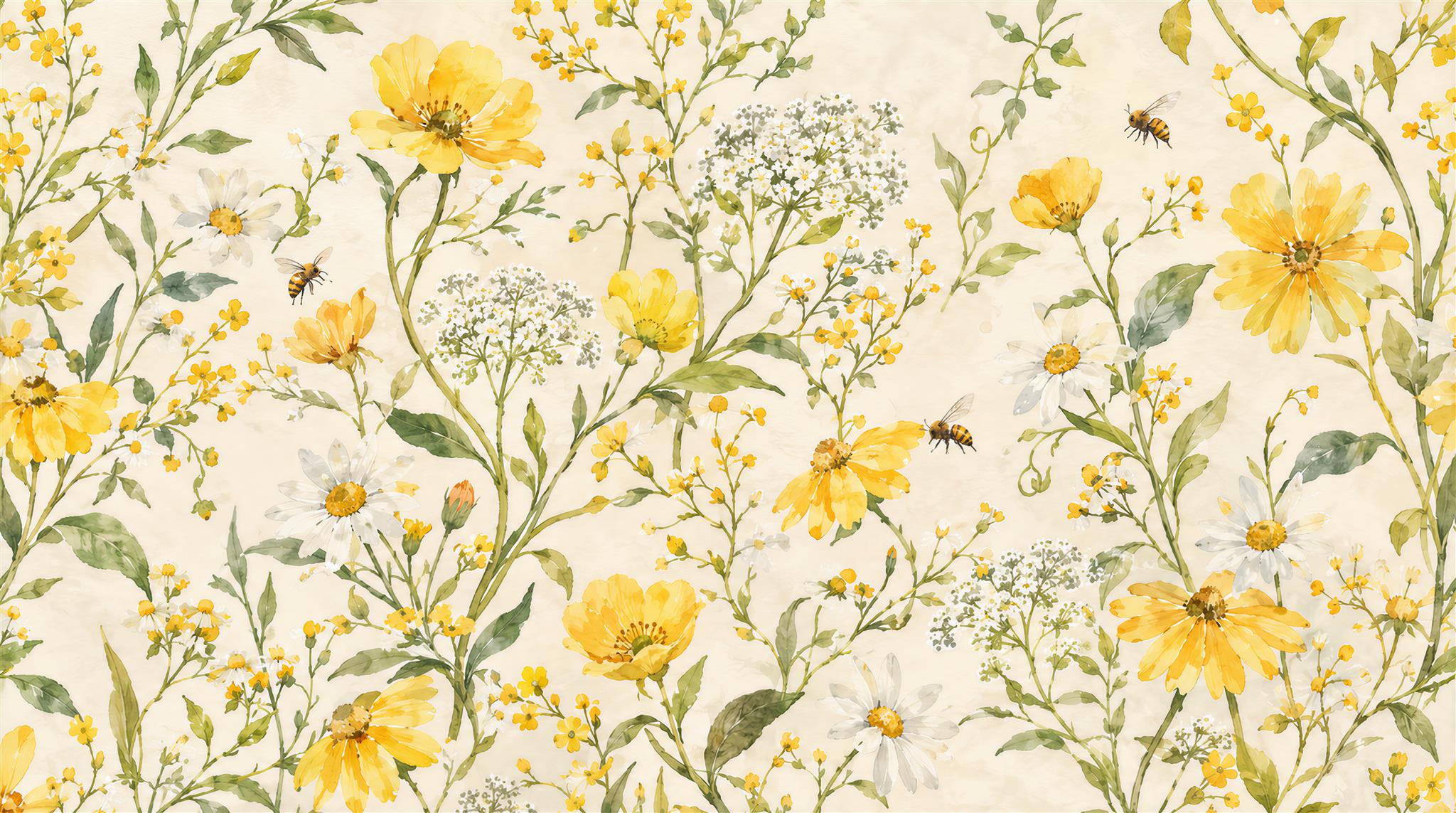 Gold Floral Patterning Wallpaper Mural Main