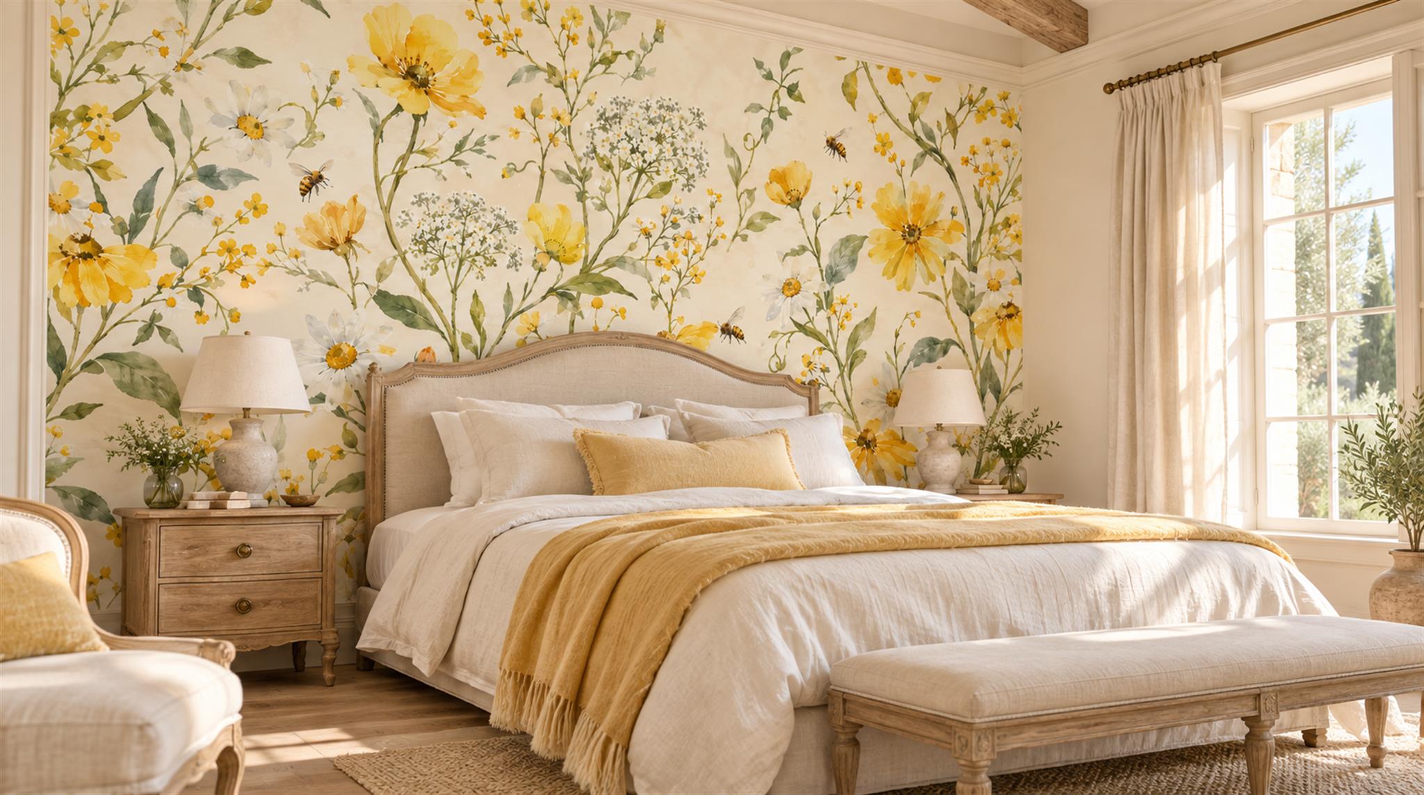 Gold Floral Patterning Wallpaper Mural Main