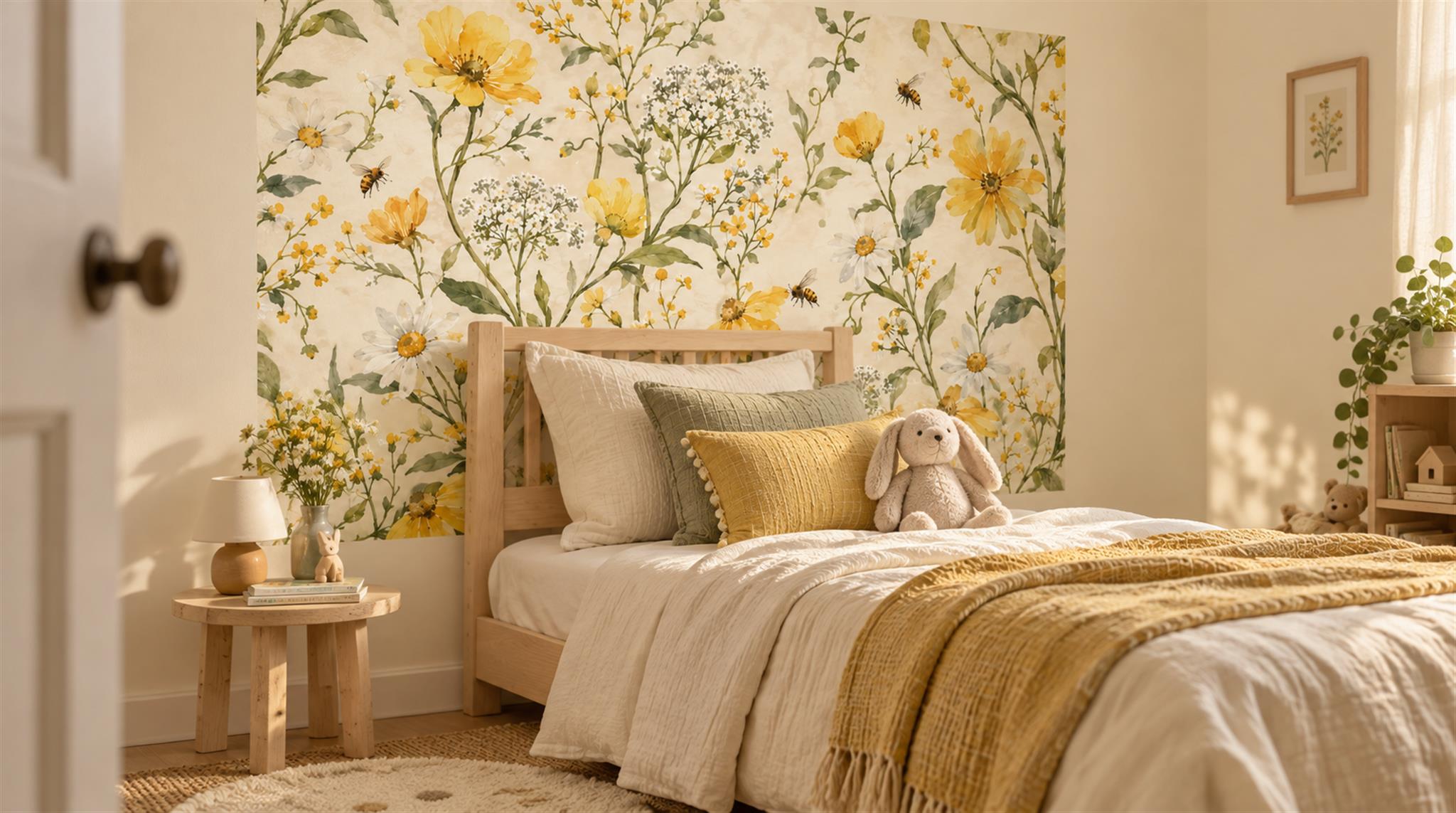 Gold Floral Patterning Wallpaper Mural Scene