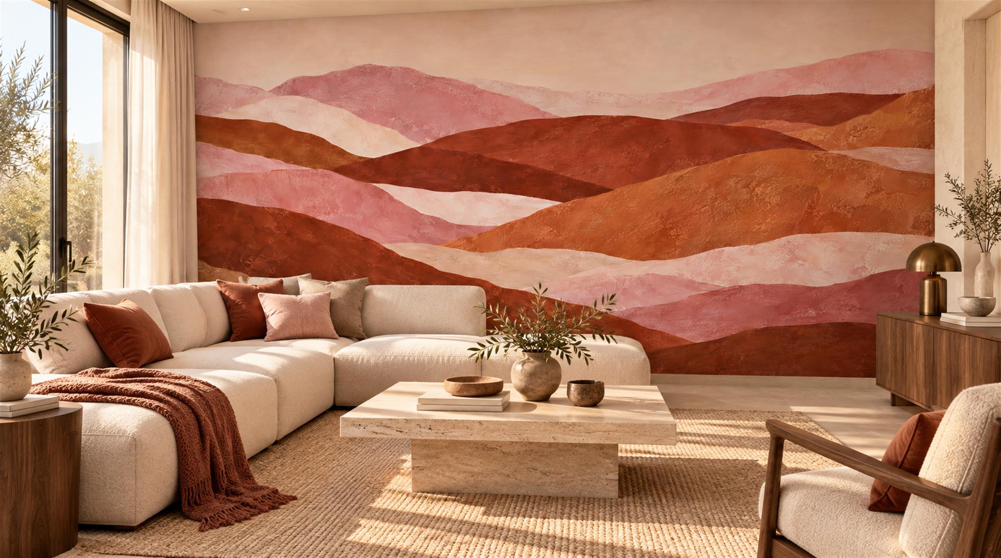 Neutral Abstract Geometry Wallpaper Mural Scene
