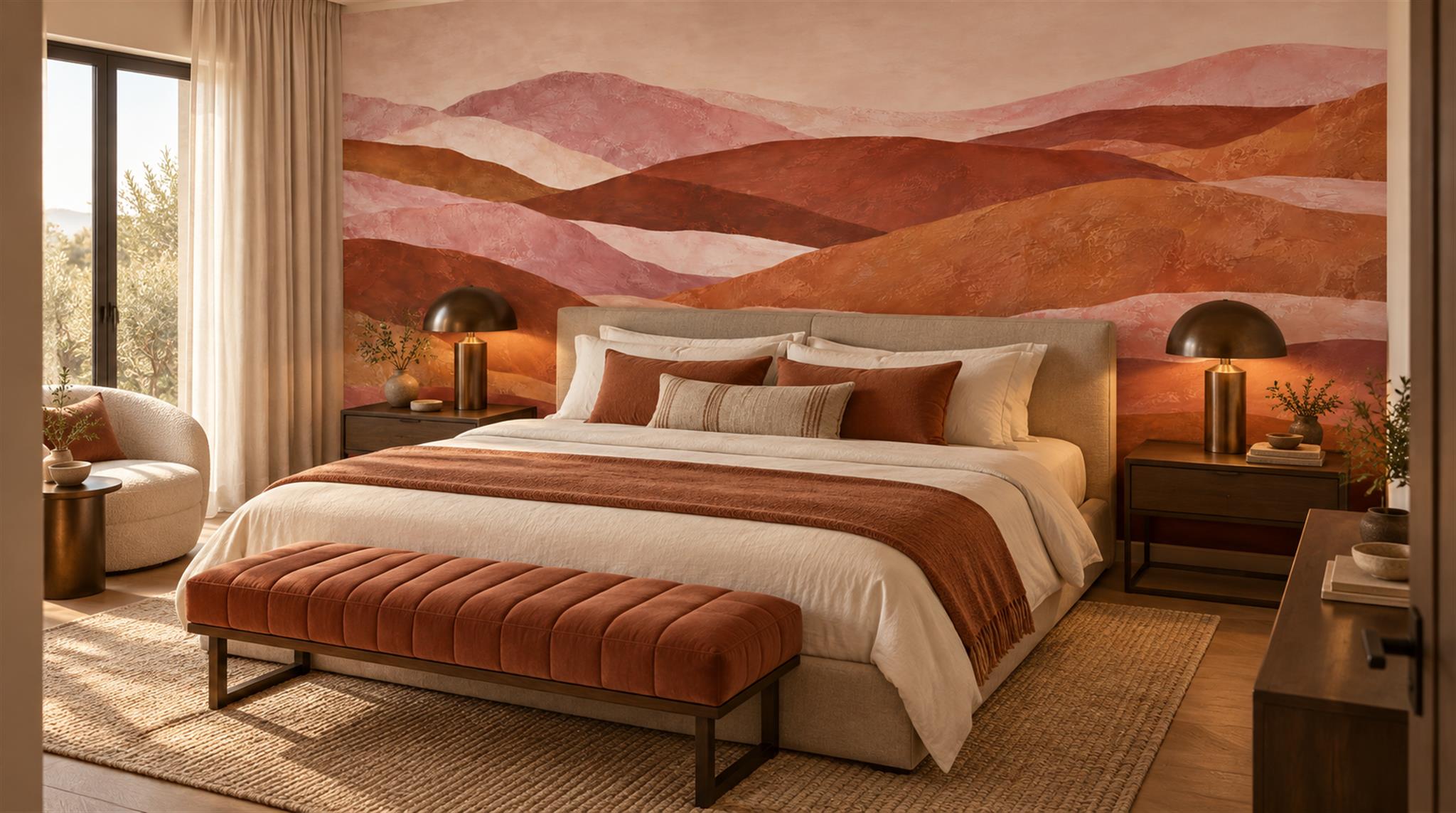 Neutral Abstract Geometry Wallpaper Mural Scene