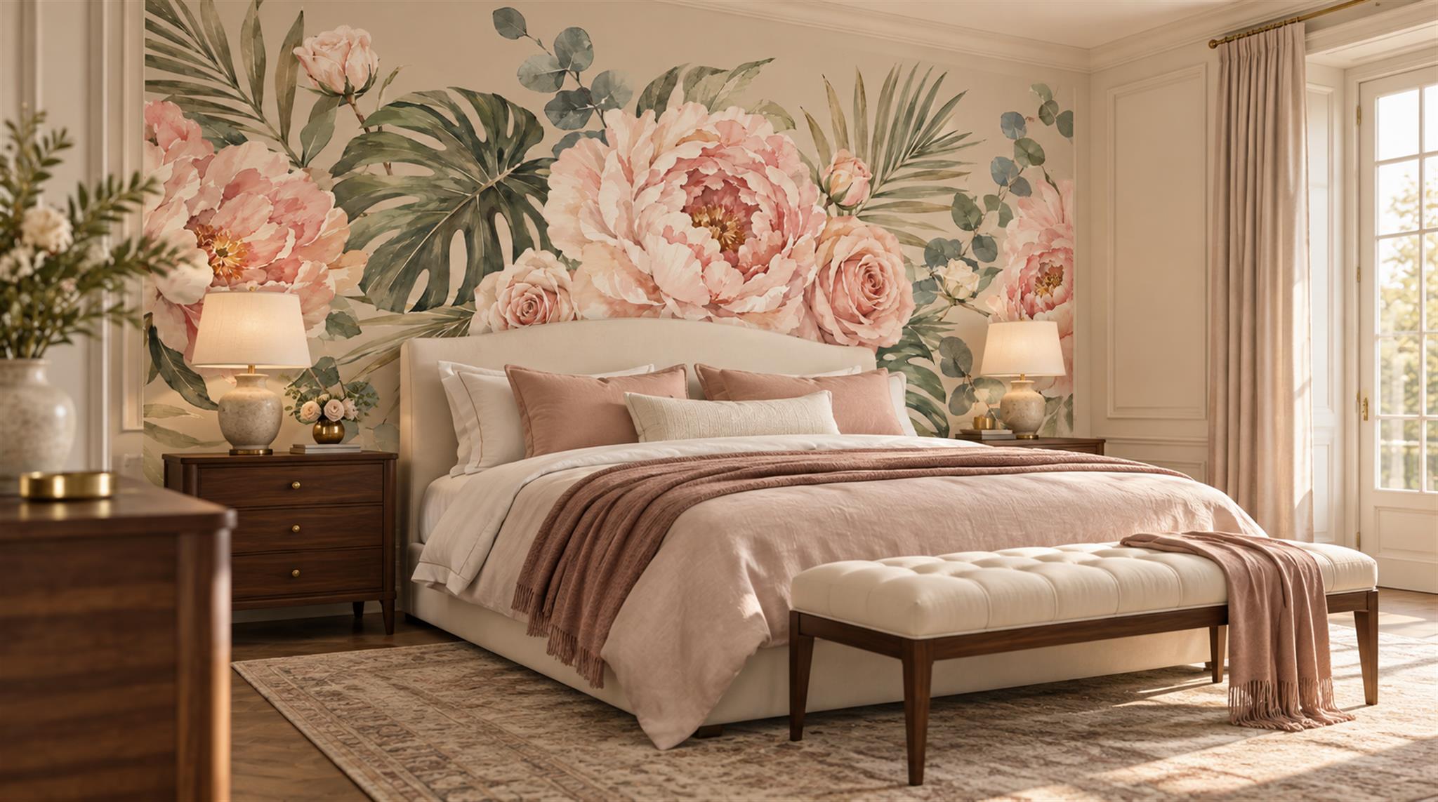 Sage Green Floral Foliage Wallpaper Mural Main
