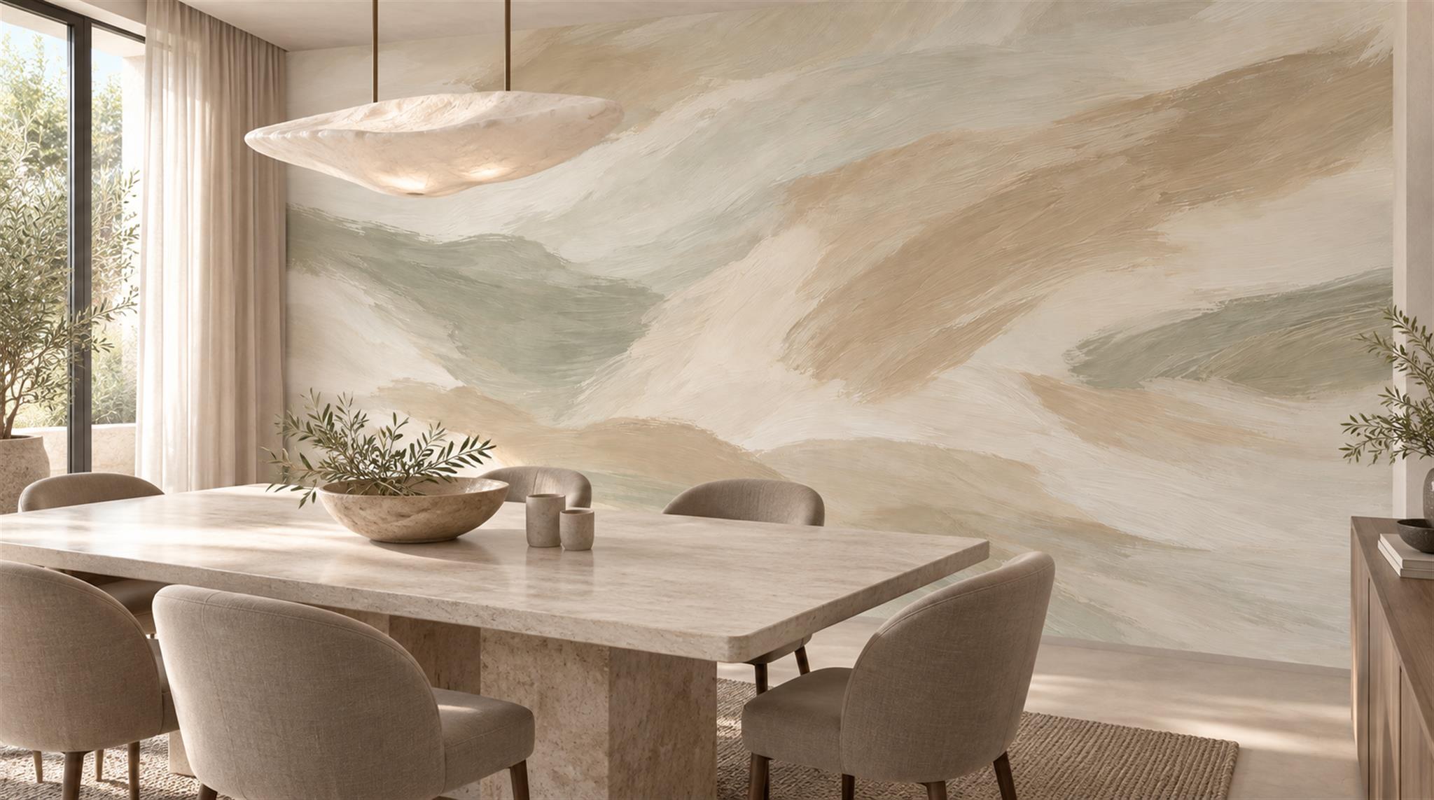 Beige Abstract Geometry Wallpaper Mural Scene