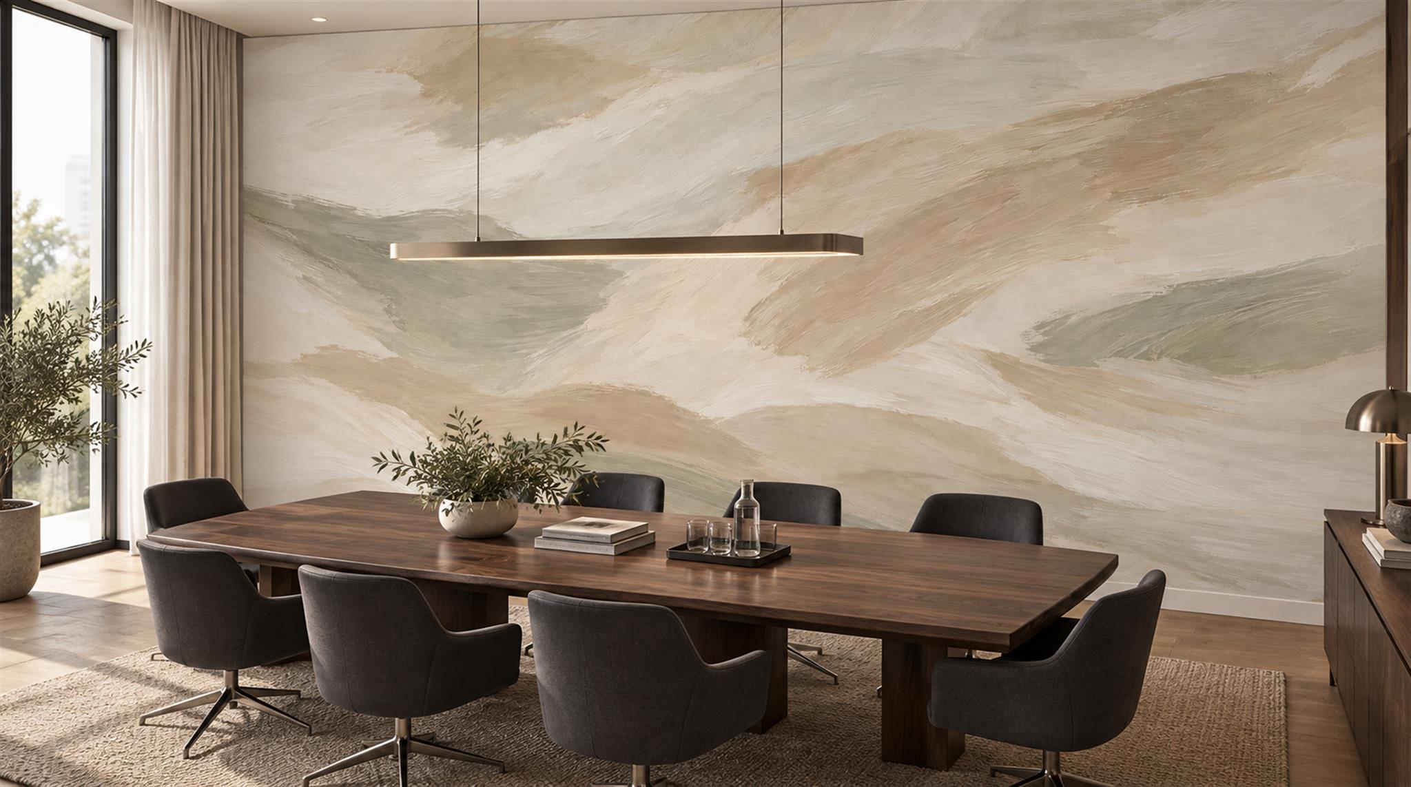 Beige Abstract Geometry Wallpaper Mural Scene