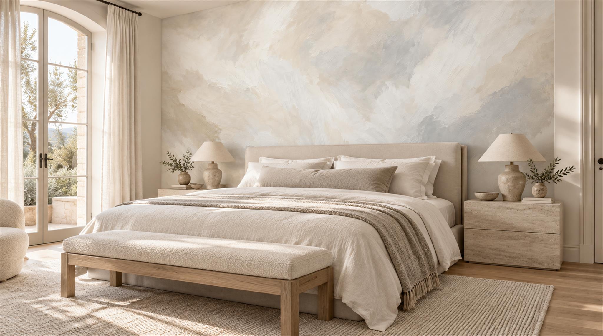 Ivory Soft Cloudscape Wallpaper Mural Main