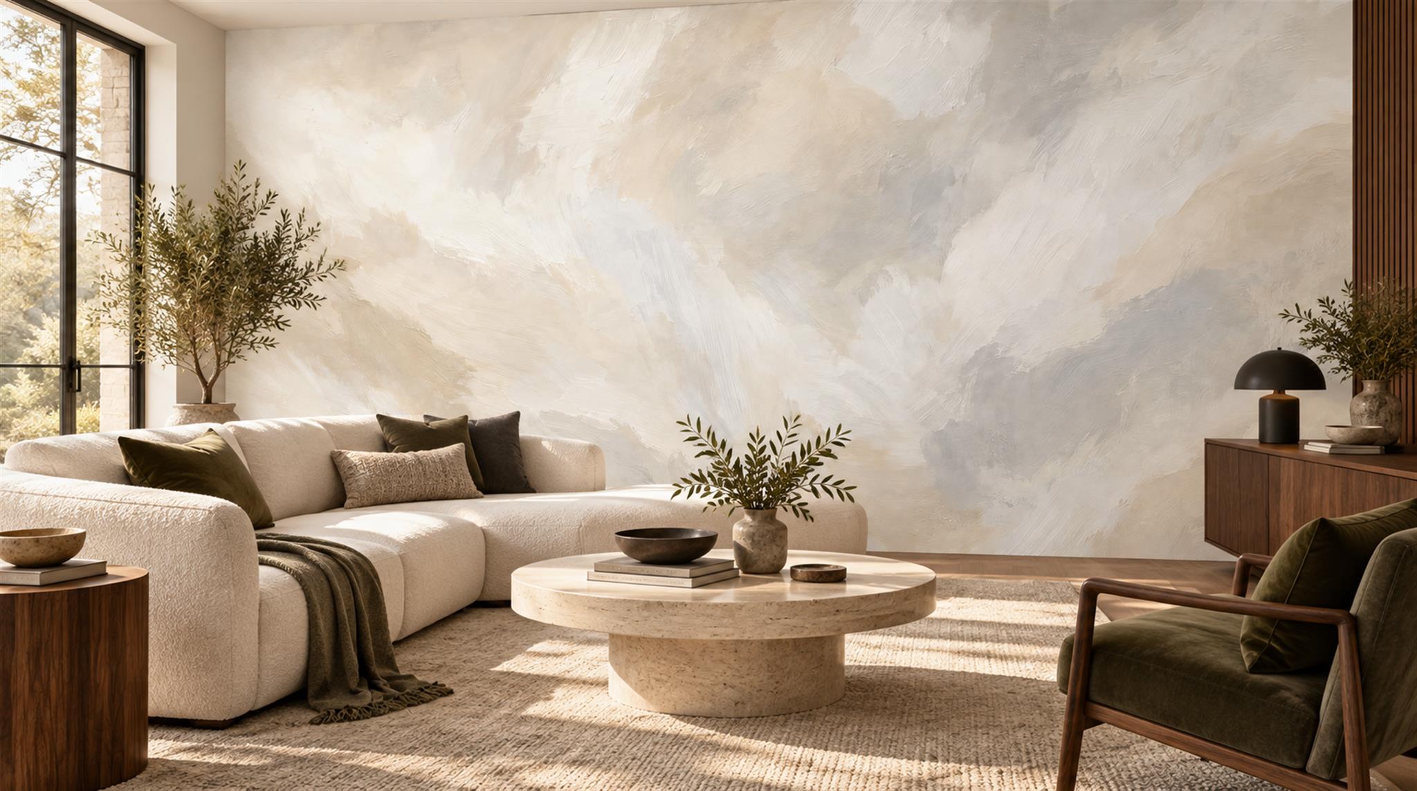 Ivory Soft Cloudscape Wallpaper Mural Scene