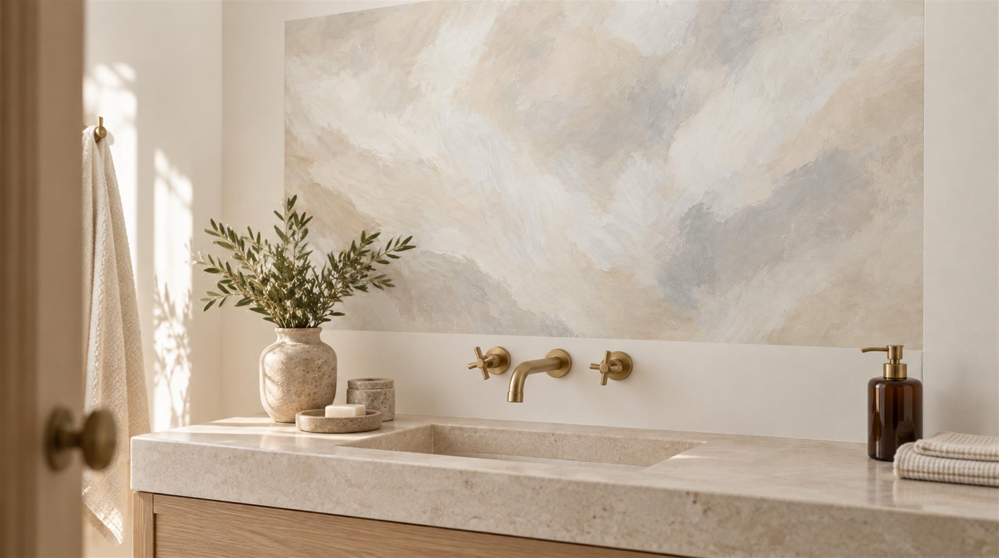 Ivory Soft Cloudscape Wallpaper Mural Scene