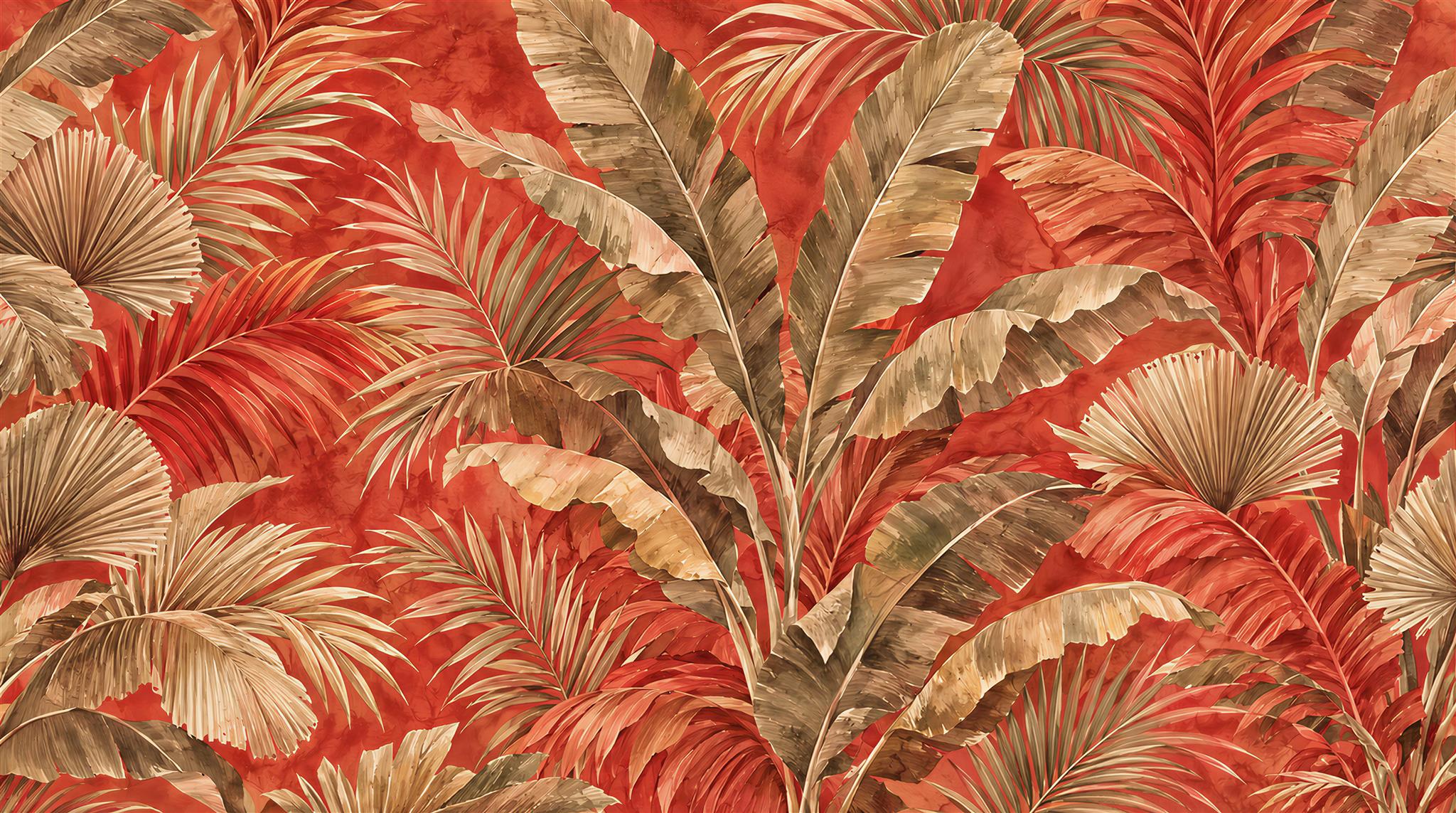 Neutral Palm Leaves Wallpaper Mural Main