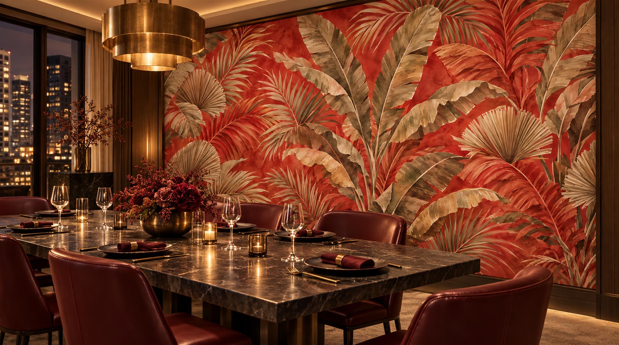 Neutral Palm Leaves Wallpaper Mural Scene