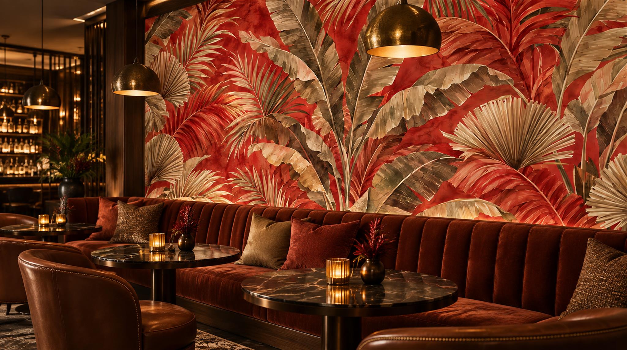 Neutral Palm Leaves Wallpaper Mural Scene