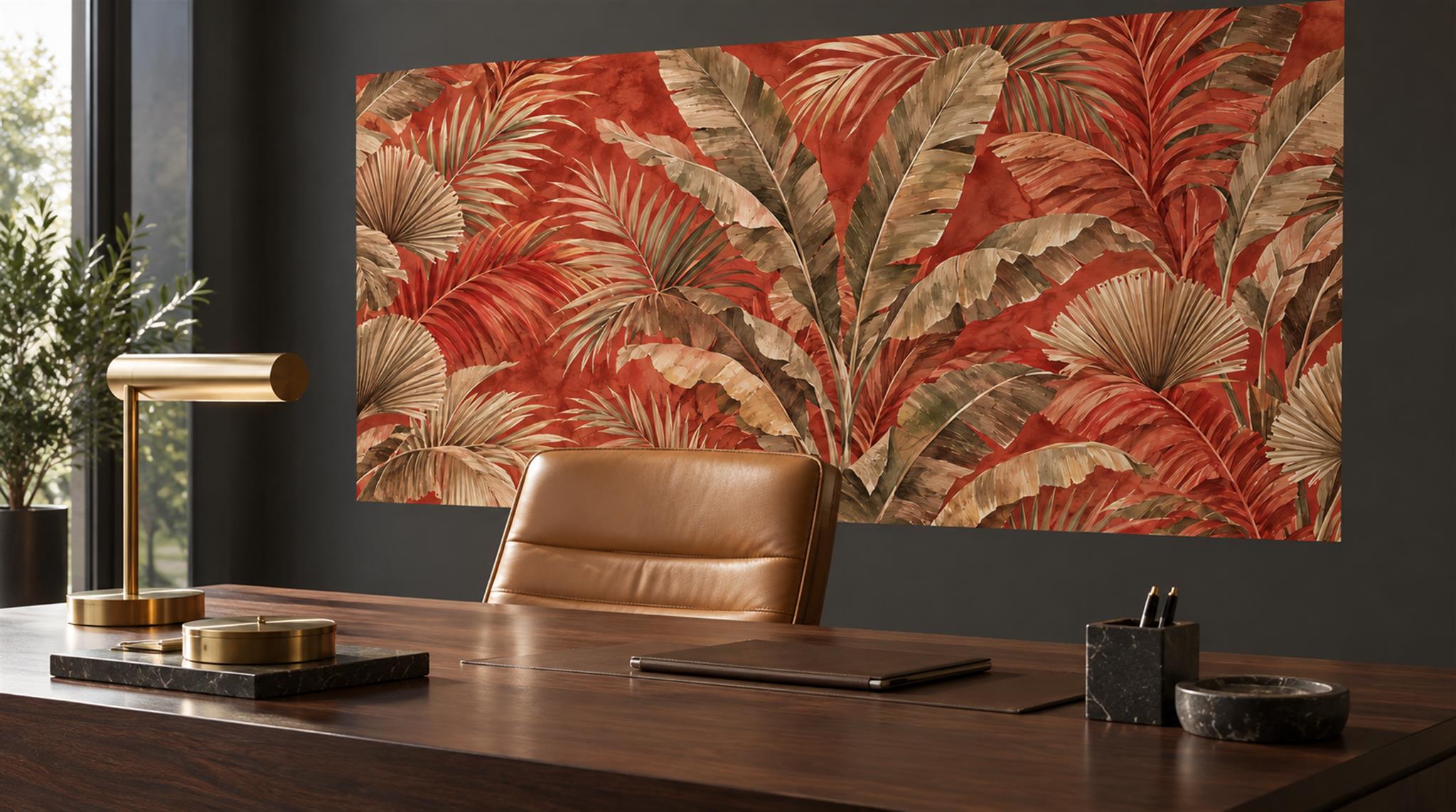 Neutral Palm Leaves Wallpaper Mural Scene