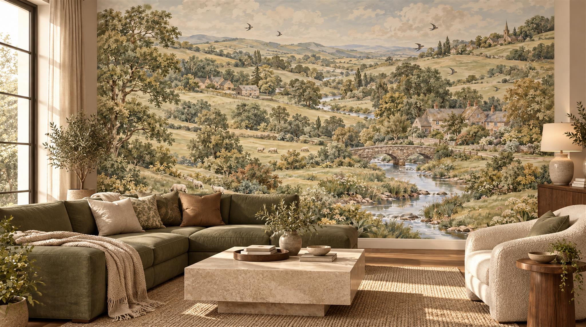 Olive Decorative Wall Art Wallpaper Mural Scene