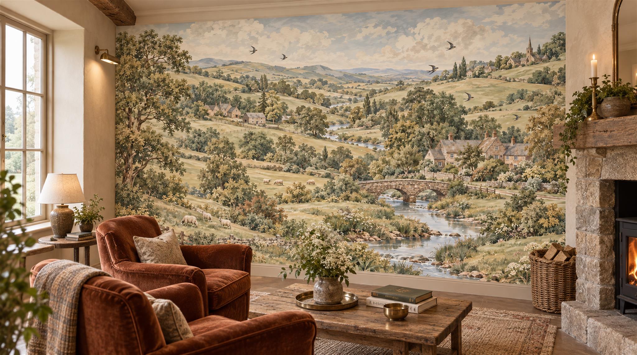 Olive Decorative Wall Art Wallpaper Mural Scene