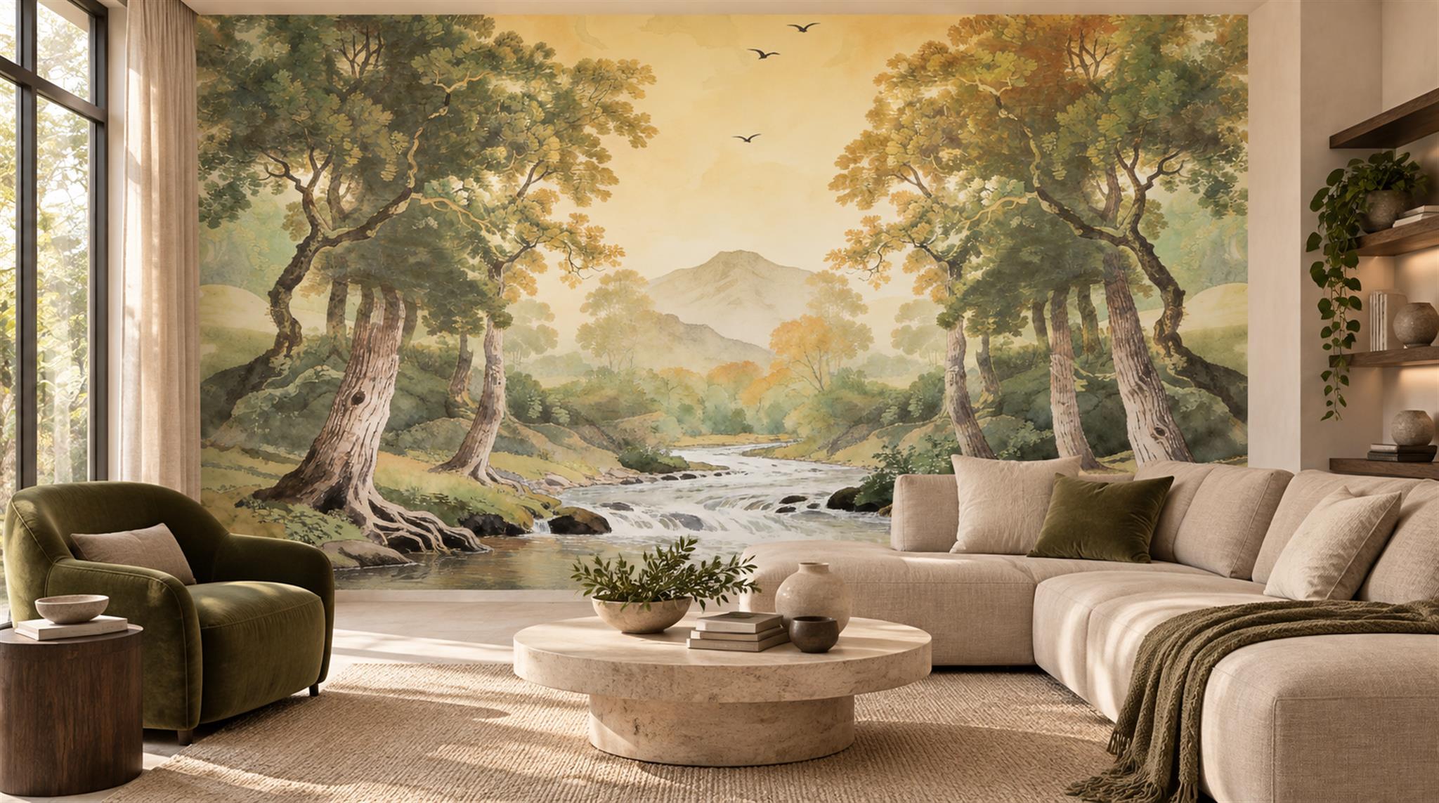 Gold Decorative Wall Art Wallpaper Mural Scene