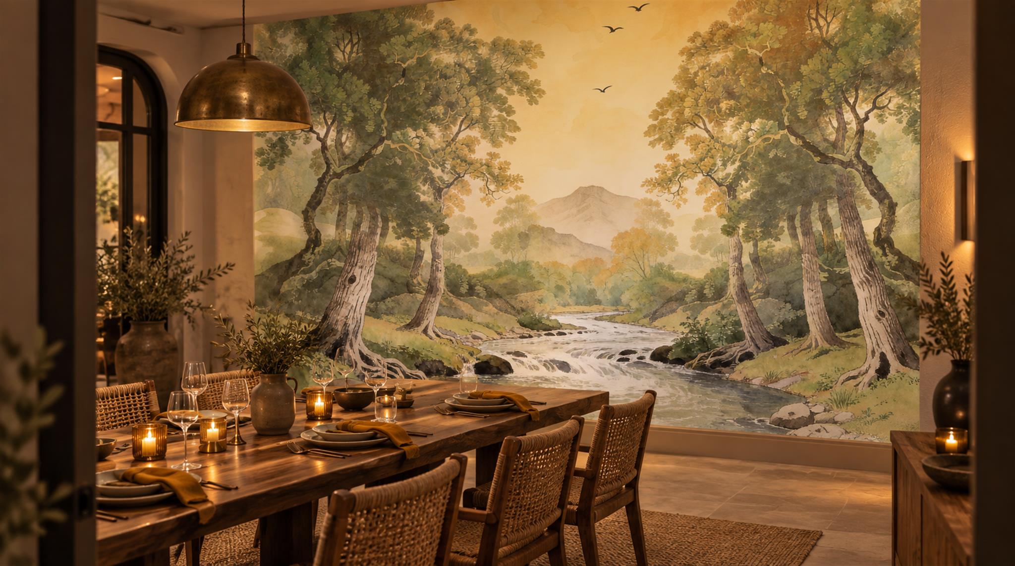 Gold Decorative Wall Art Wallpaper Mural Scene