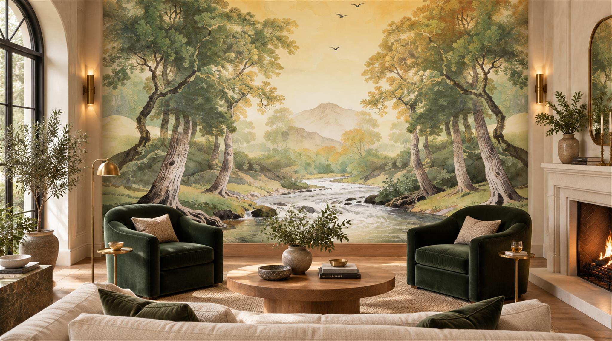 Gold Decorative Wall Art Wallpaper Mural Scene