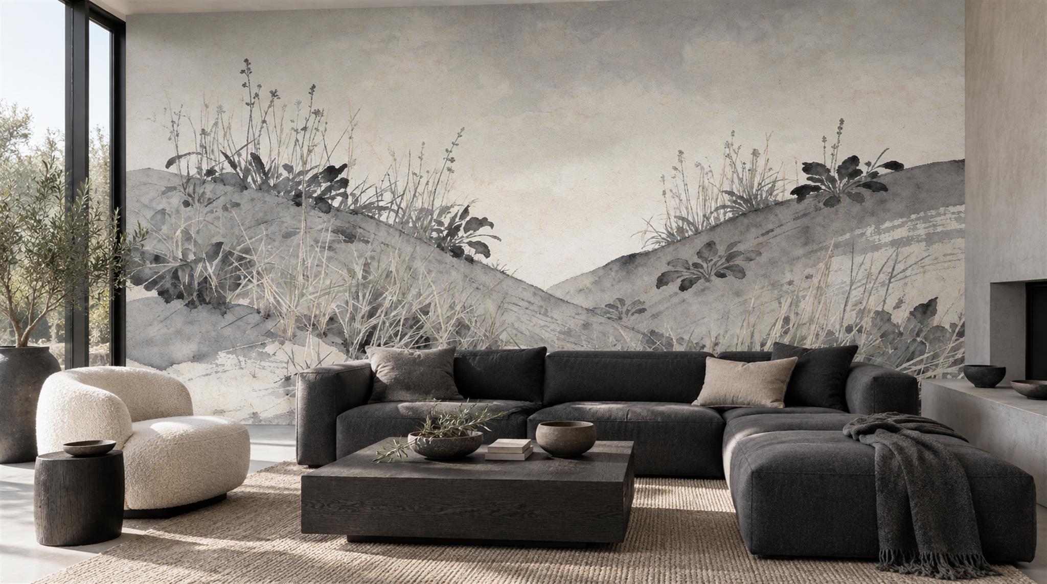 Grey Decorative Wall Art Wallpaper Mural Scene