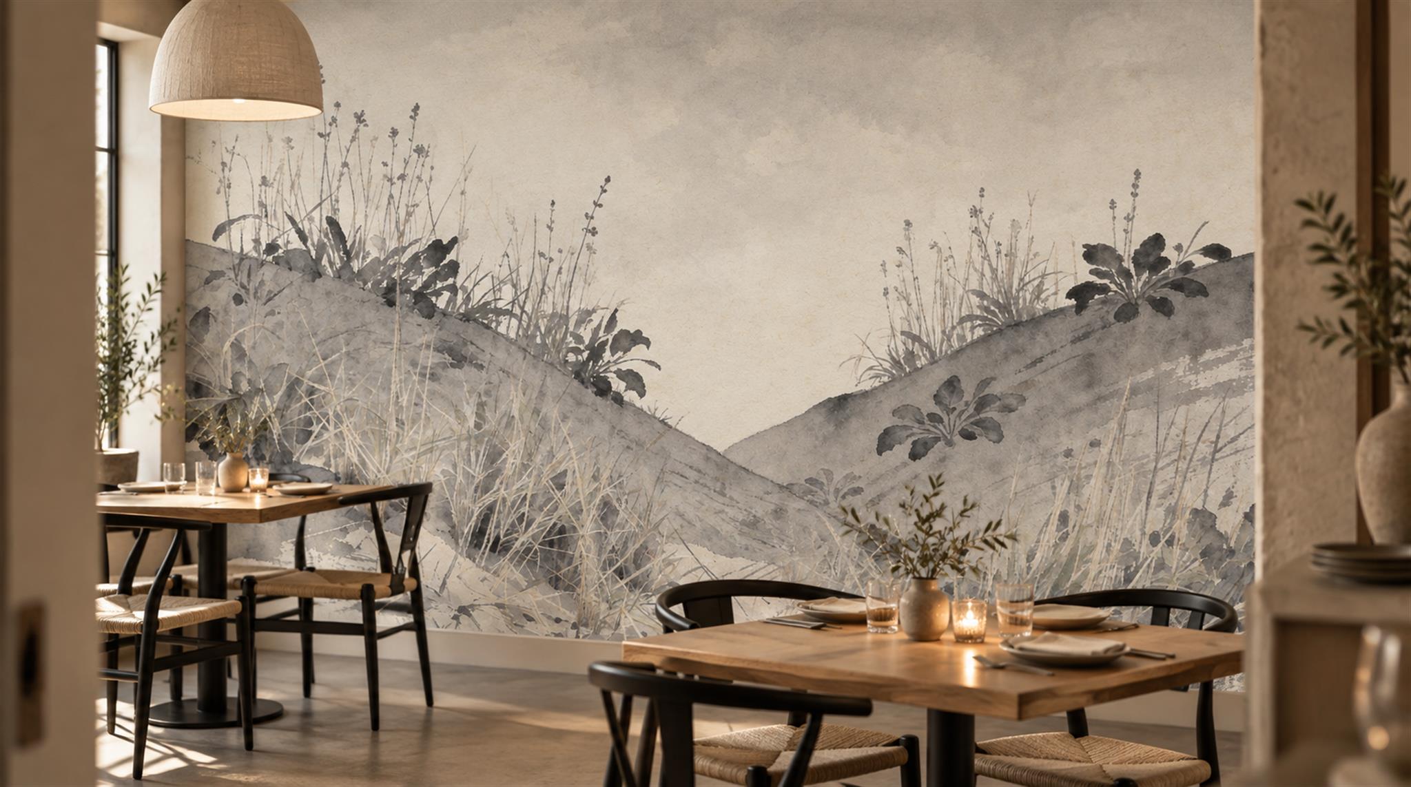 Grey Decorative Wall Art Wallpaper Mural Scene