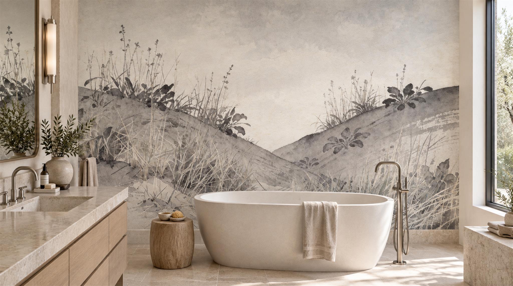 Grey Decorative Wall Art Wallpaper Mural Scene