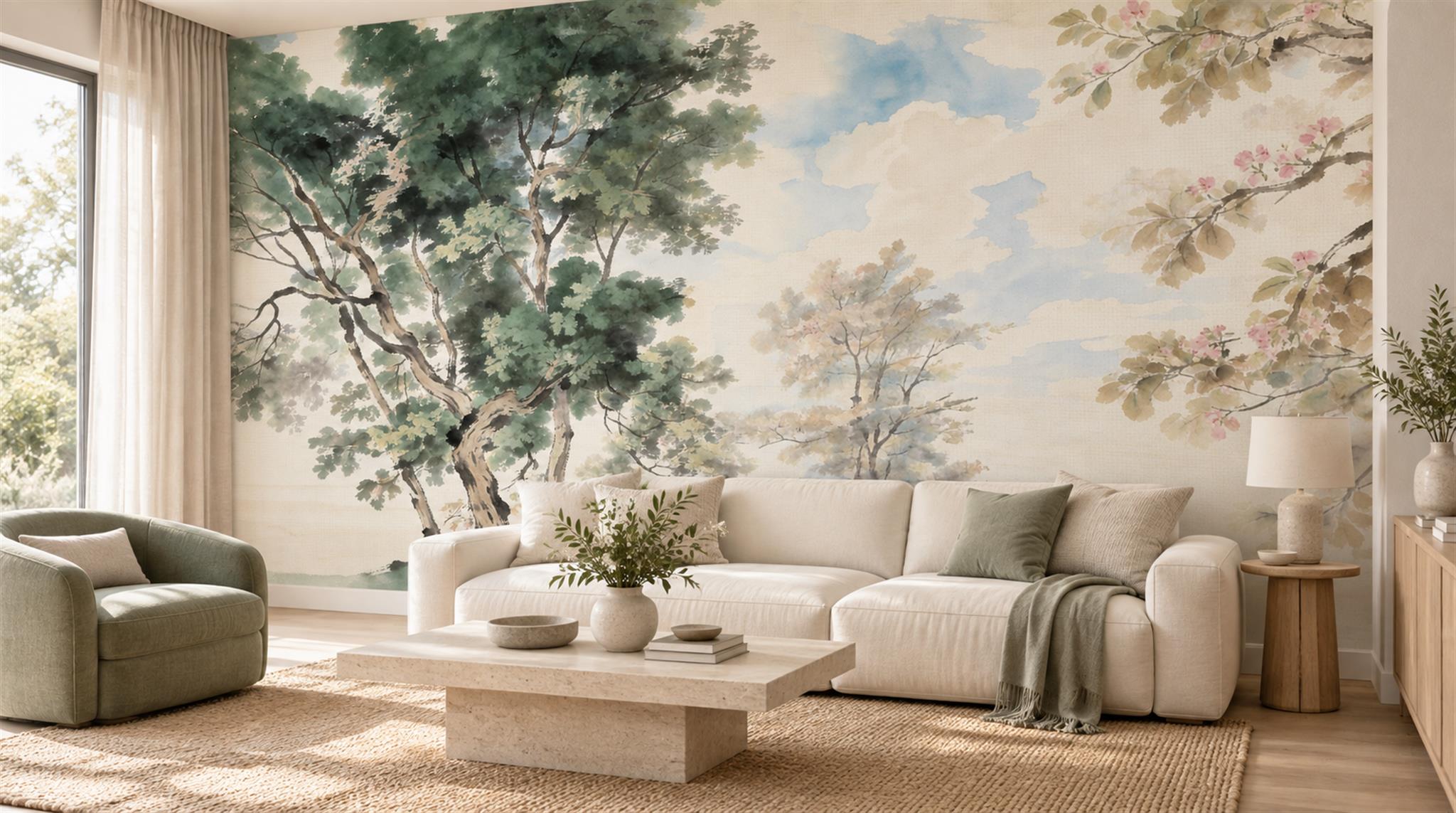 Blue Decorative Wall Art Wallpaper Mural Scene