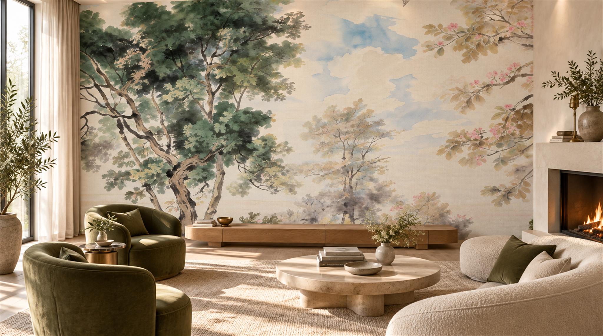 Blue Decorative Wall Art Wallpaper Mural Scene