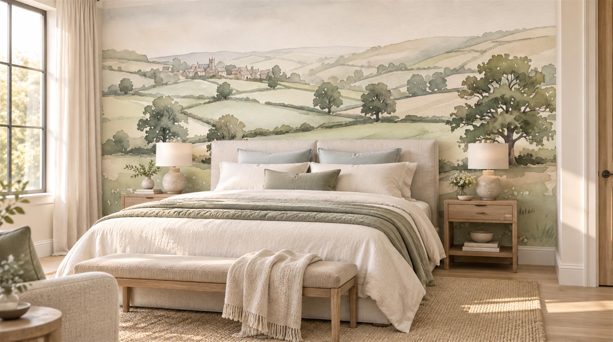 Sage Green Decorative Wall Art Wallpaper Mural Main