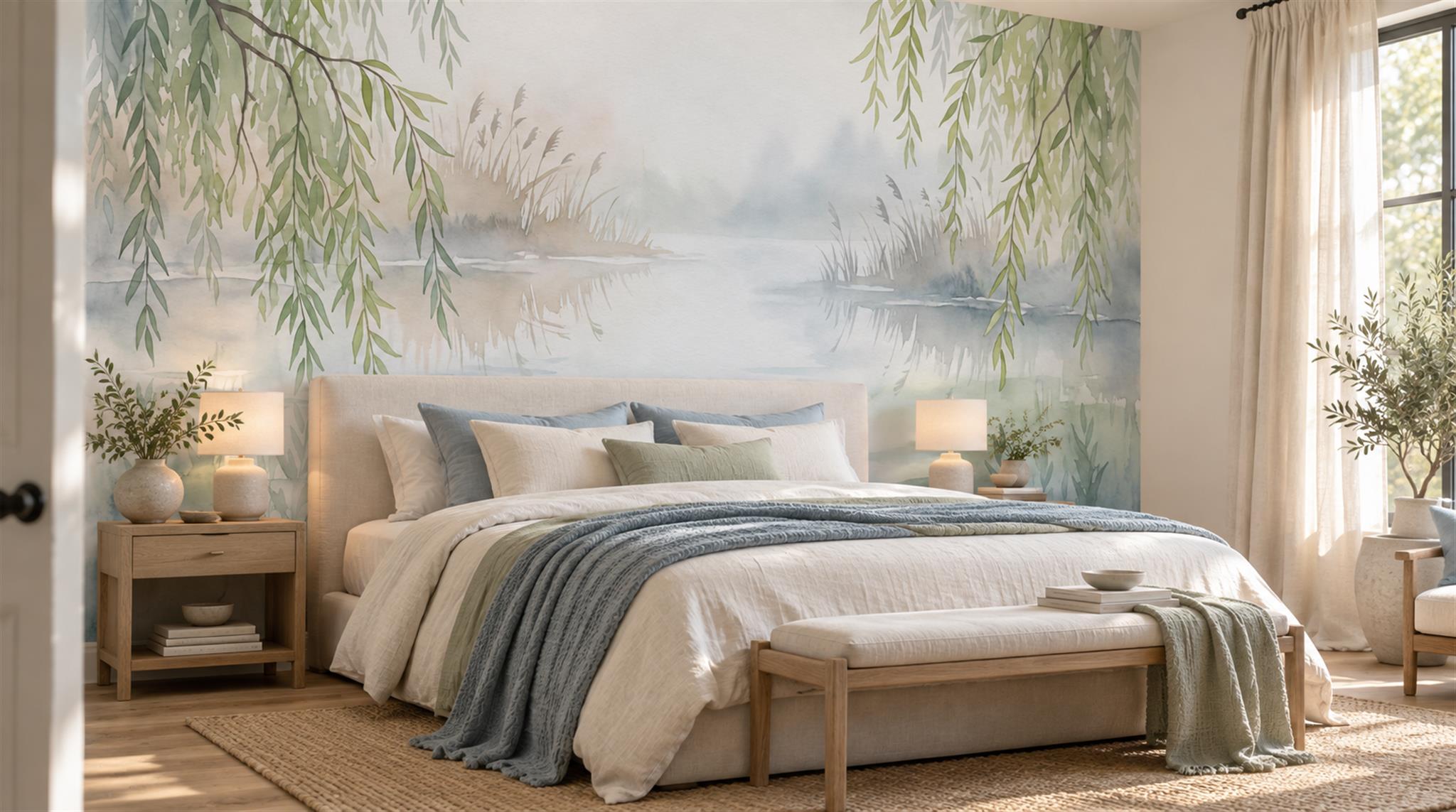 Ivory Willow Branches Wallpaper Mural