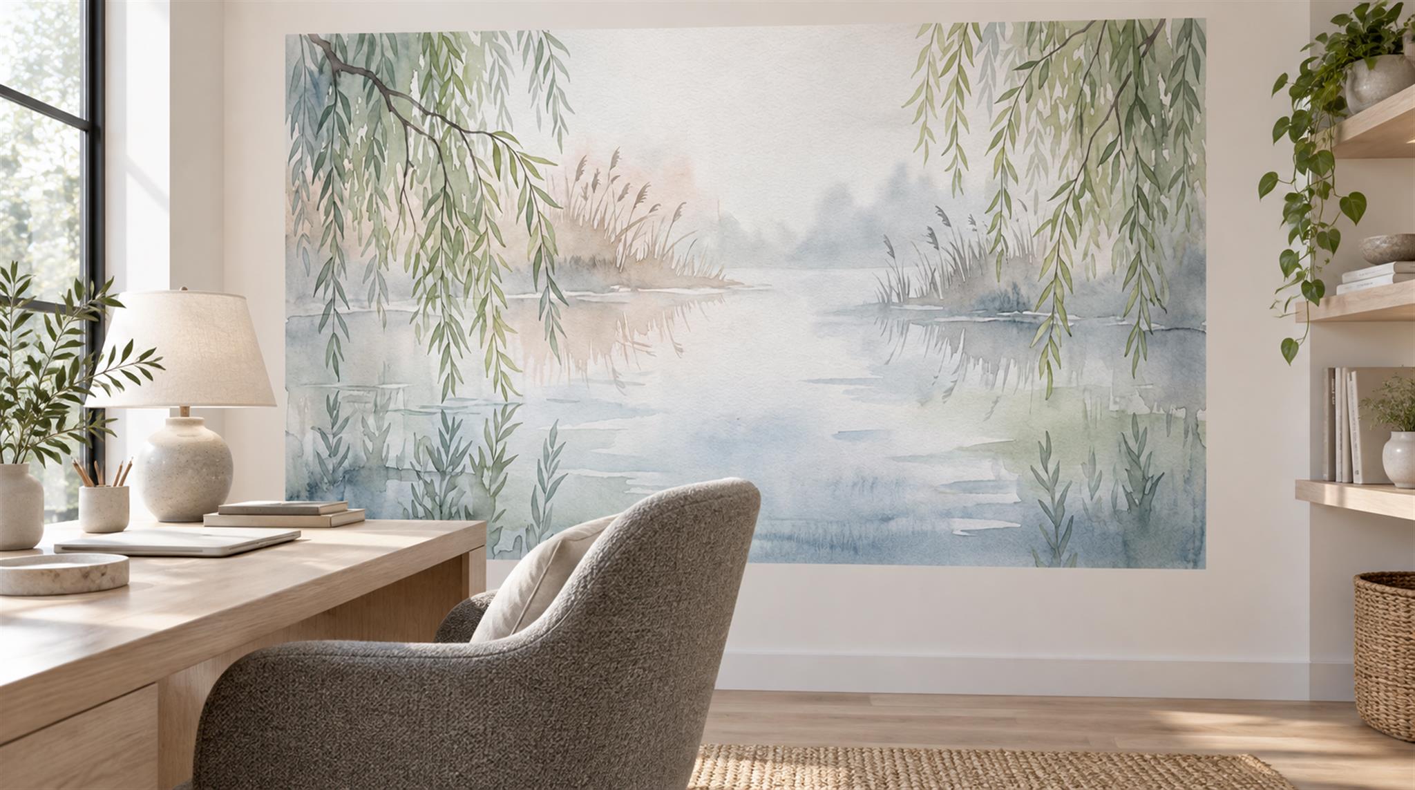 Ivory Willow Branches Wallpaper Mural Scene
