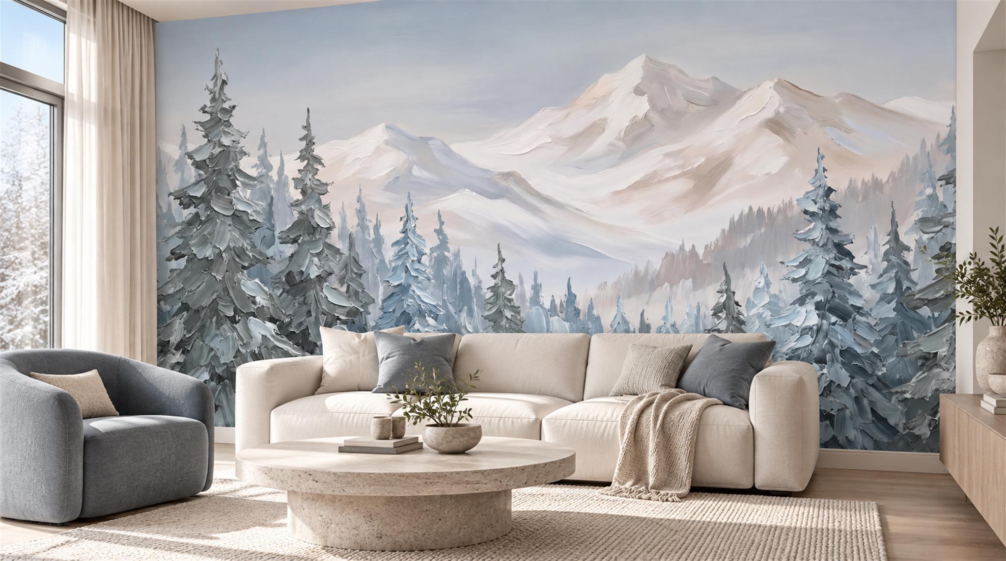 Blue Alpine Ridges Wallpaper Mural Scene