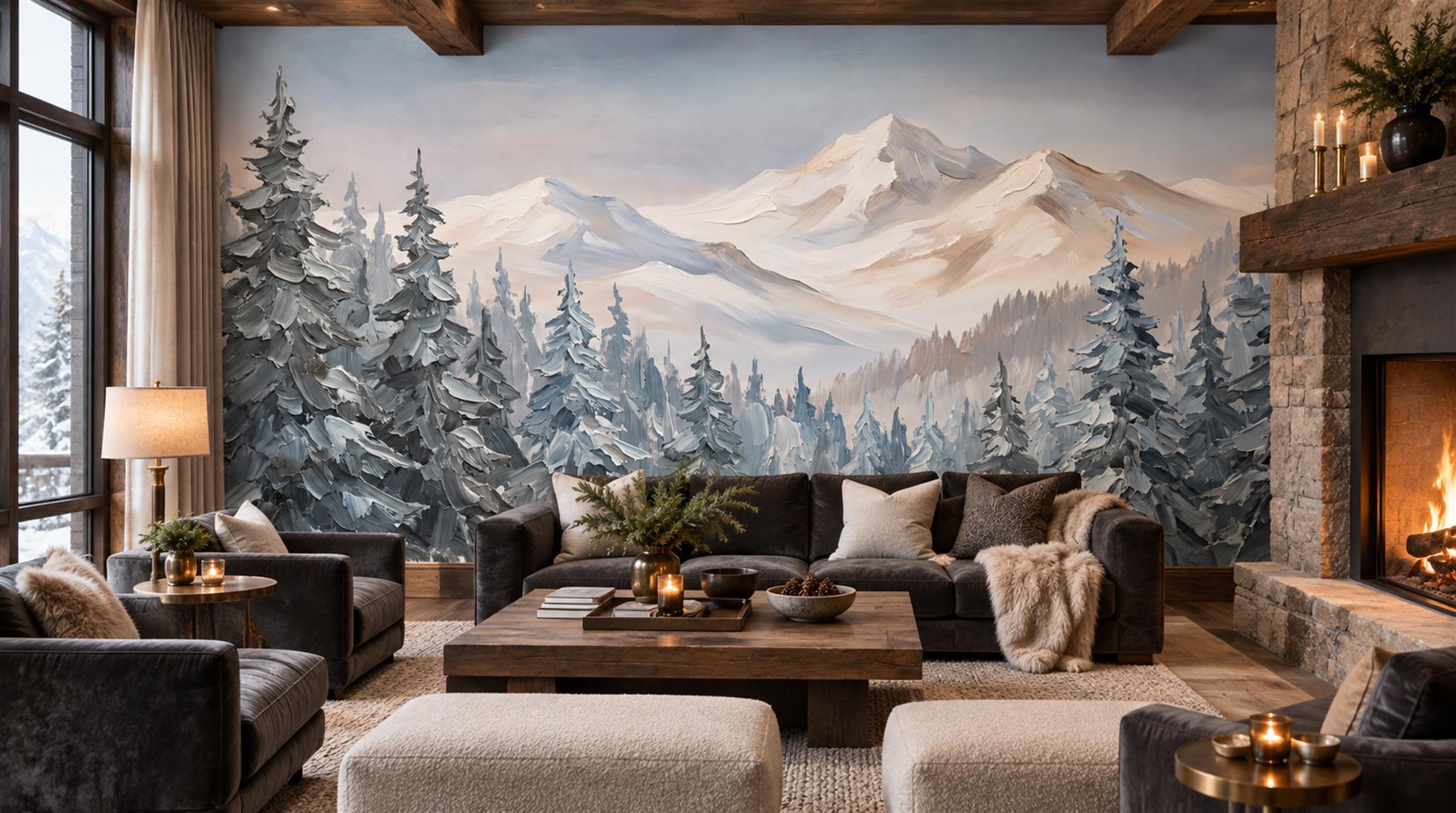 Blue Alpine Ridges Wallpaper Mural Scene