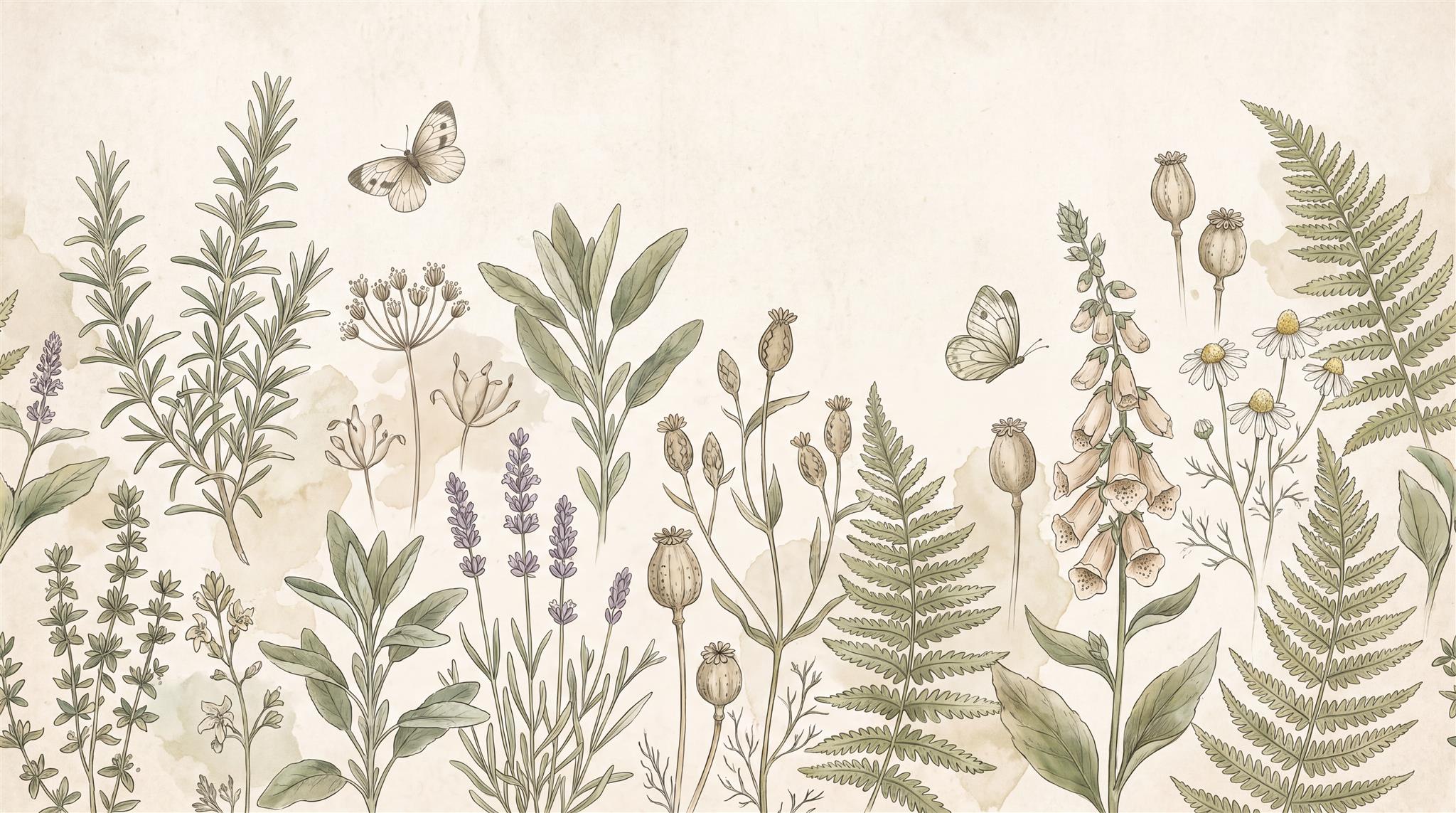 Ivory Floral Patterning Wallpaper Mural Main