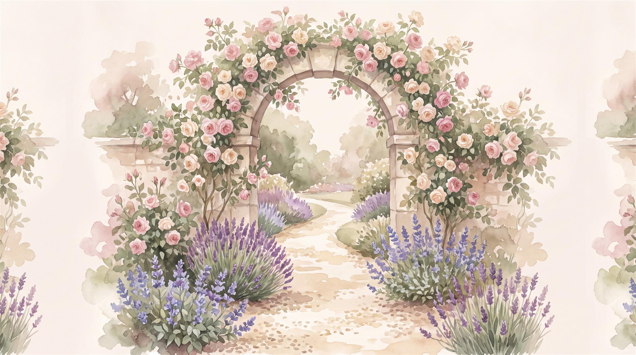 Soft Pastel Layered Foliage Wallpaper Mural Main