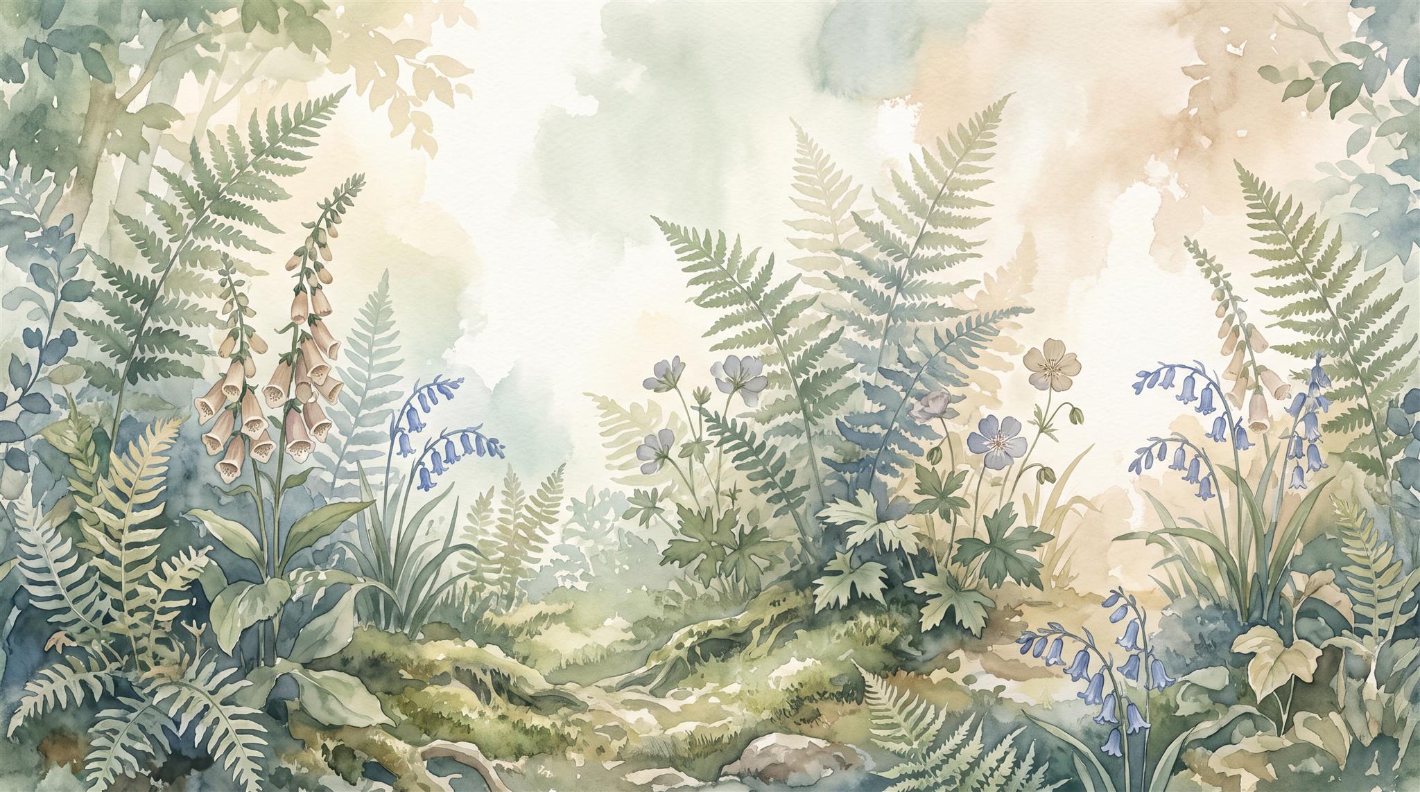 Ivory Fern Foliage Wallpaper Mural Main