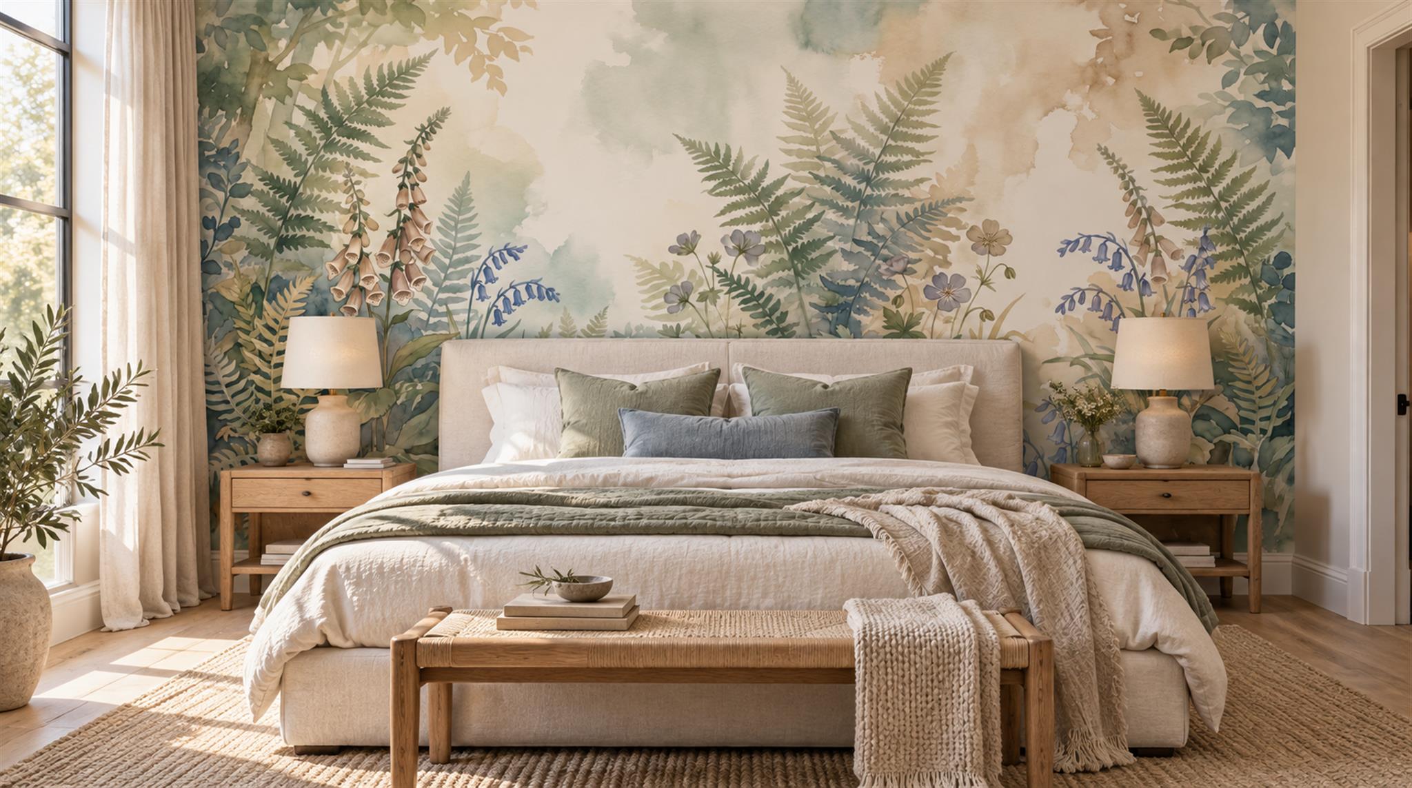 Ivory Fern Foliage Wallpaper Mural Main