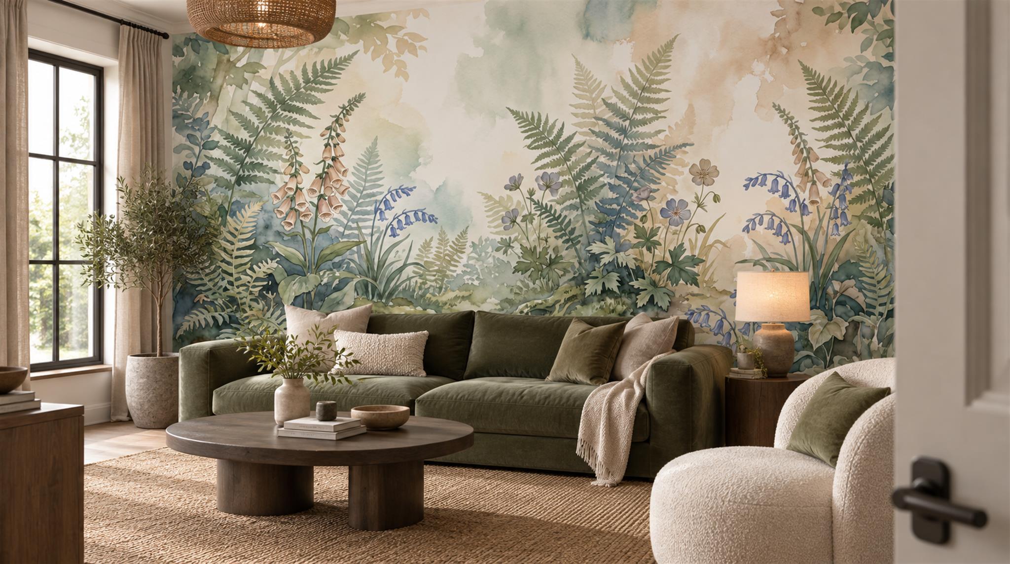 Ivory Fern Foliage Wallpaper Mural Scene