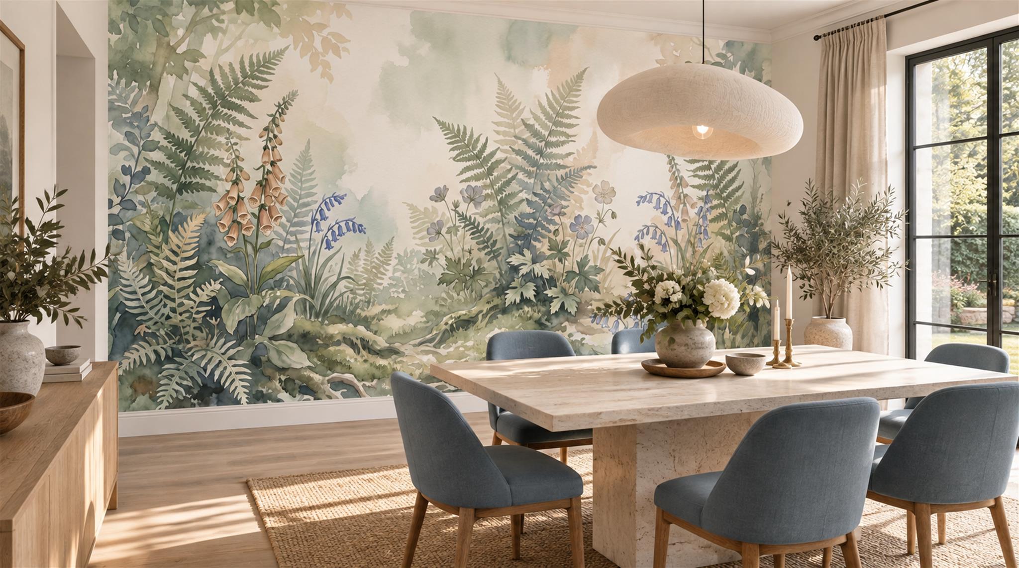 Ivory Fern Foliage Wallpaper Mural Scene