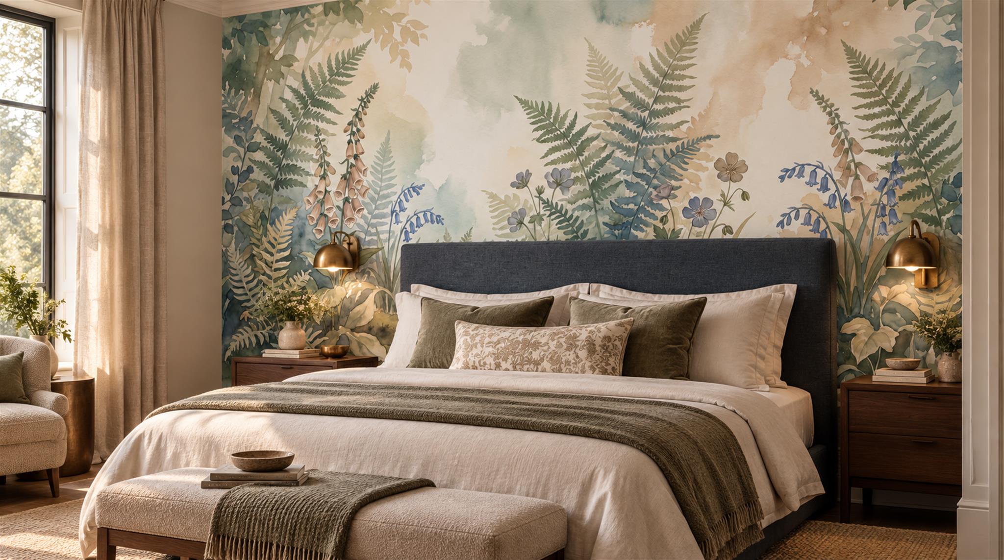 Ivory Fern Foliage Wallpaper Mural Scene