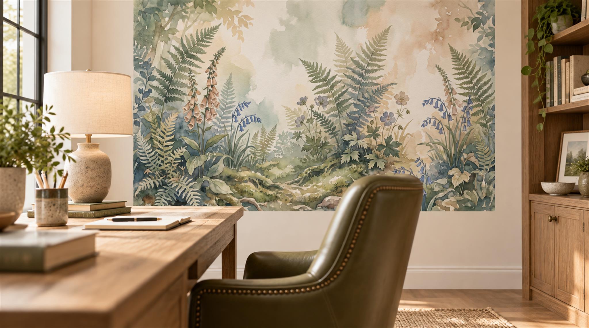 Ivory Fern Foliage Wallpaper Mural Scene