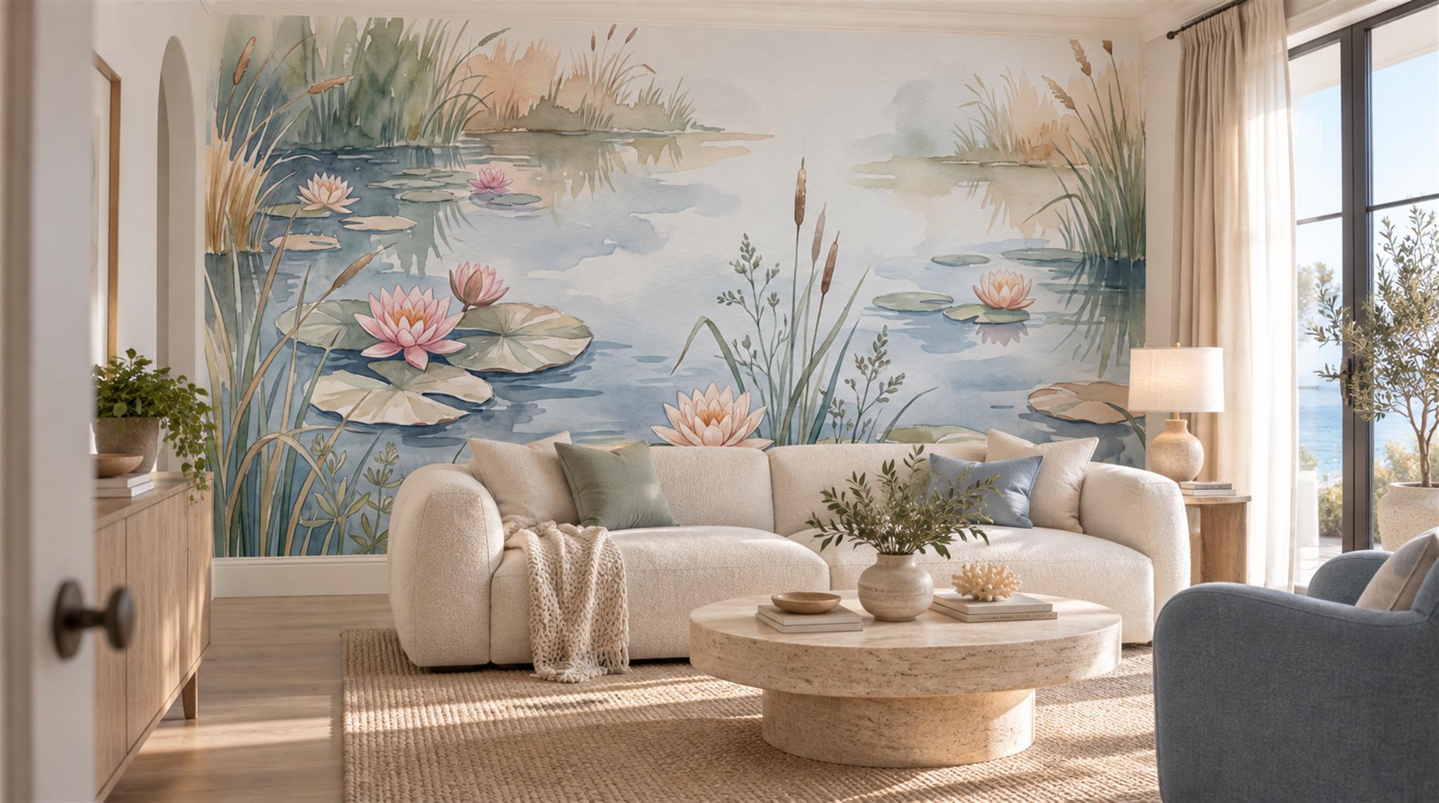 Blue Decorative Wall Art Wallpaper Mural Scene