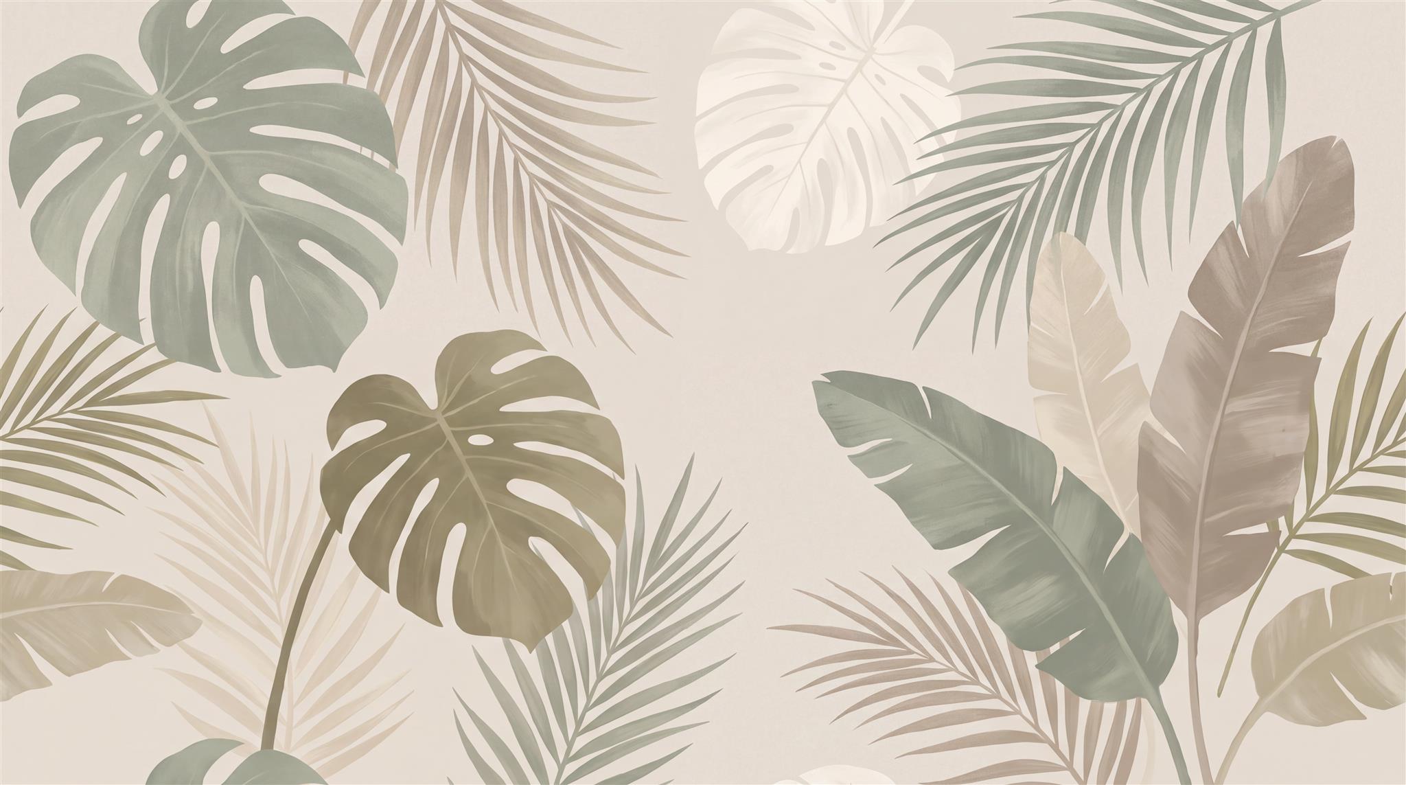 Neutral Palm Leaves Wallpaper Mural Main