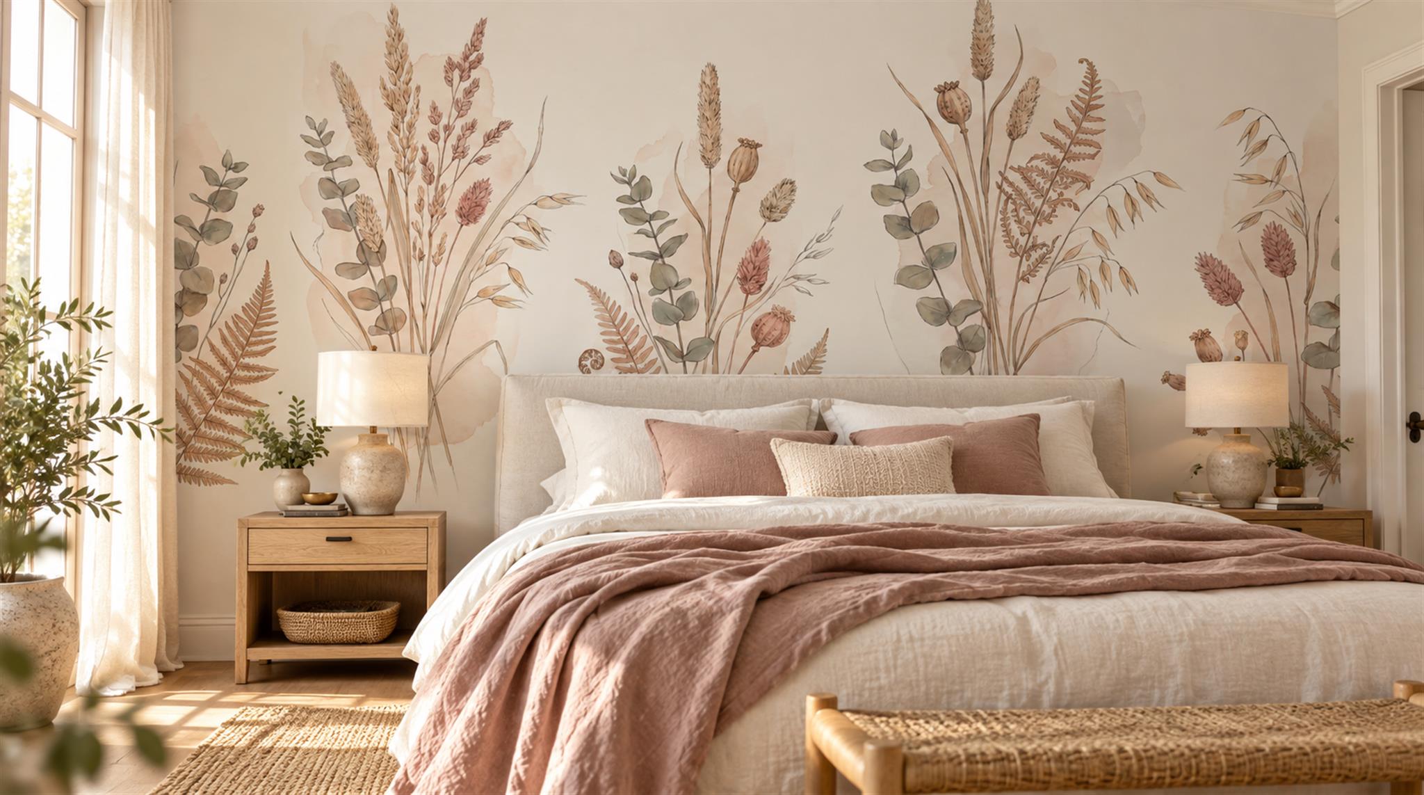Ivory Leaf Patterning Wallpaper Mural Main