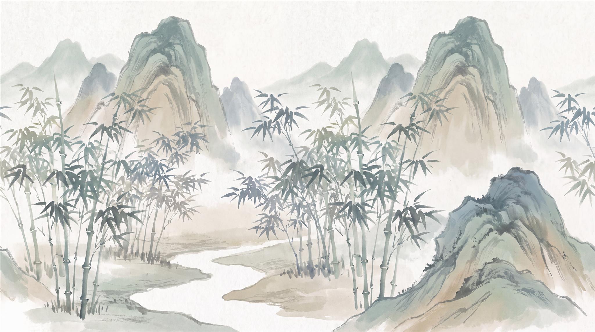 Sage Green Alpine Ridges Wallpaper Mural Main